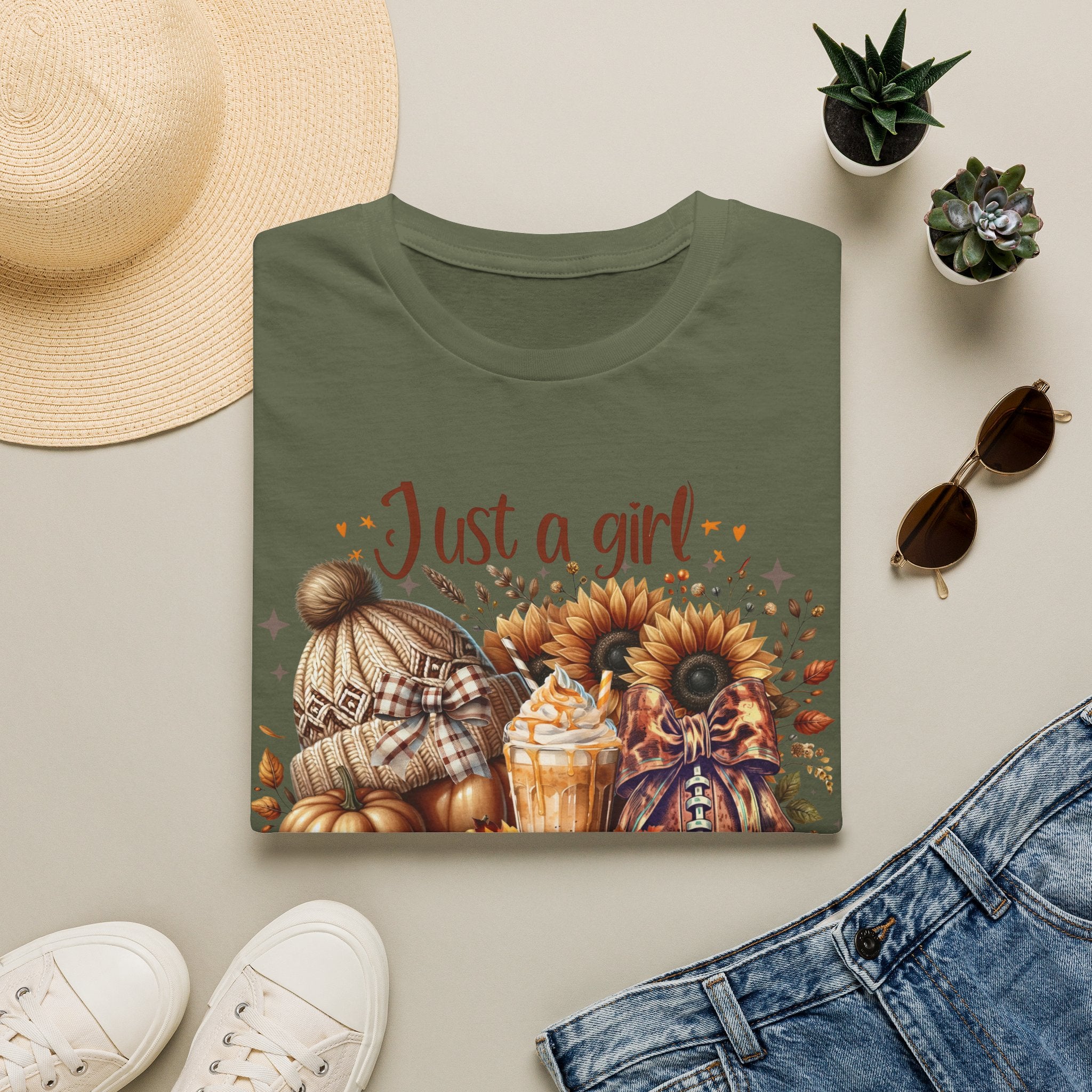Fall Girl T-Shirt — "Just a girl who loves fall" Pumpkin Sunflower Tee