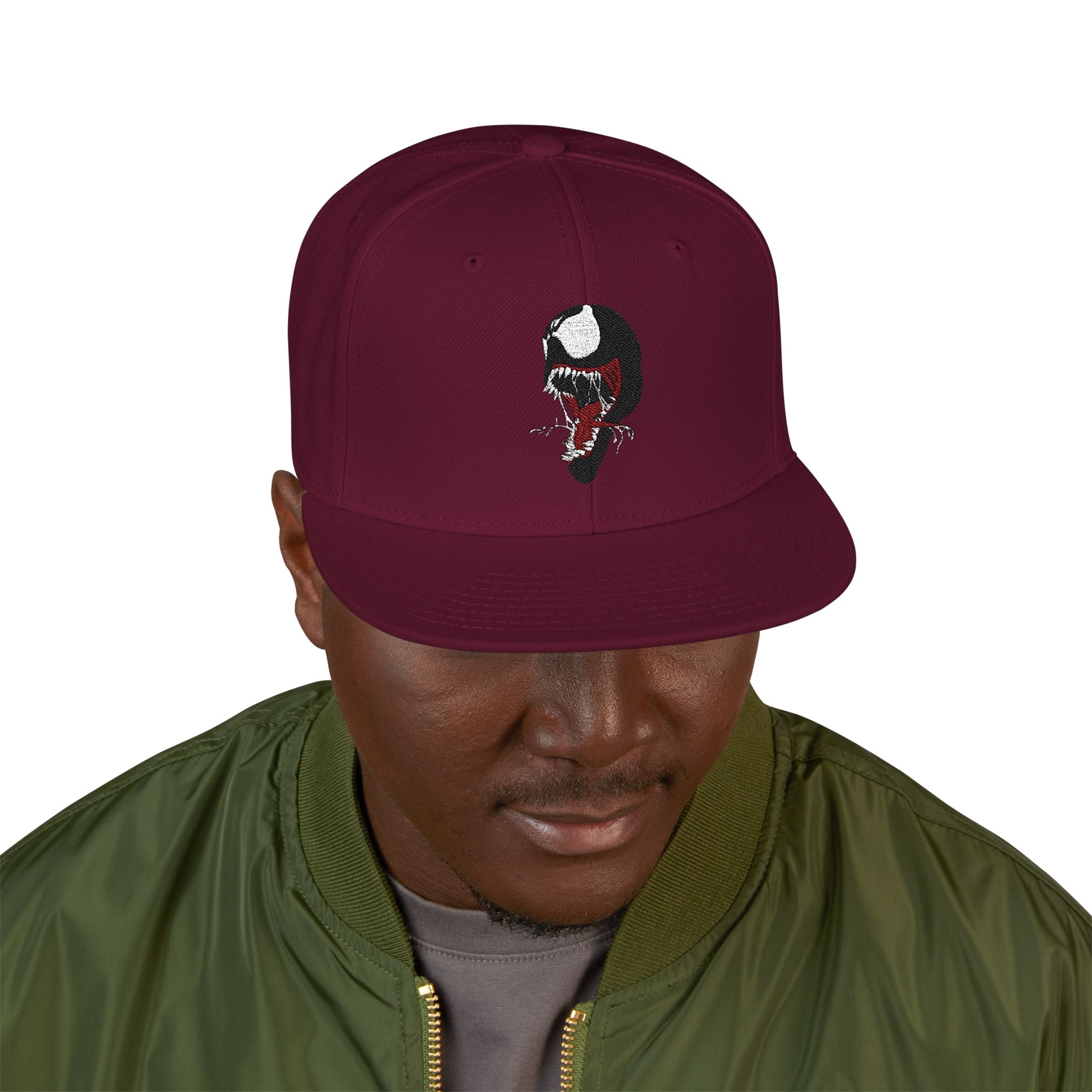 Embroidered Skull & Roses Snapback Hat — Gothic Streetwear Cap