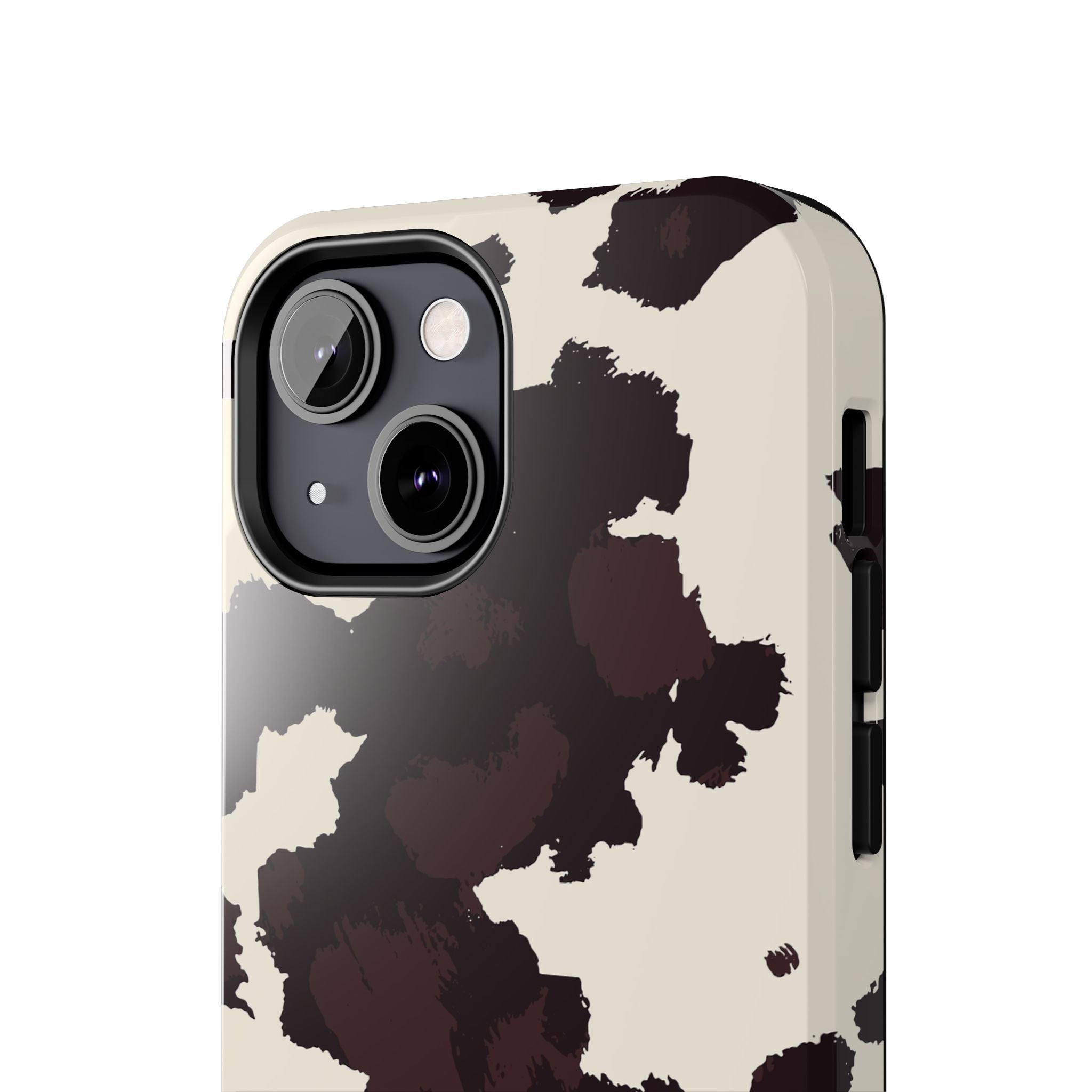 Cow Print Tough Phone Case — Brown Cream Protective Phone Cover