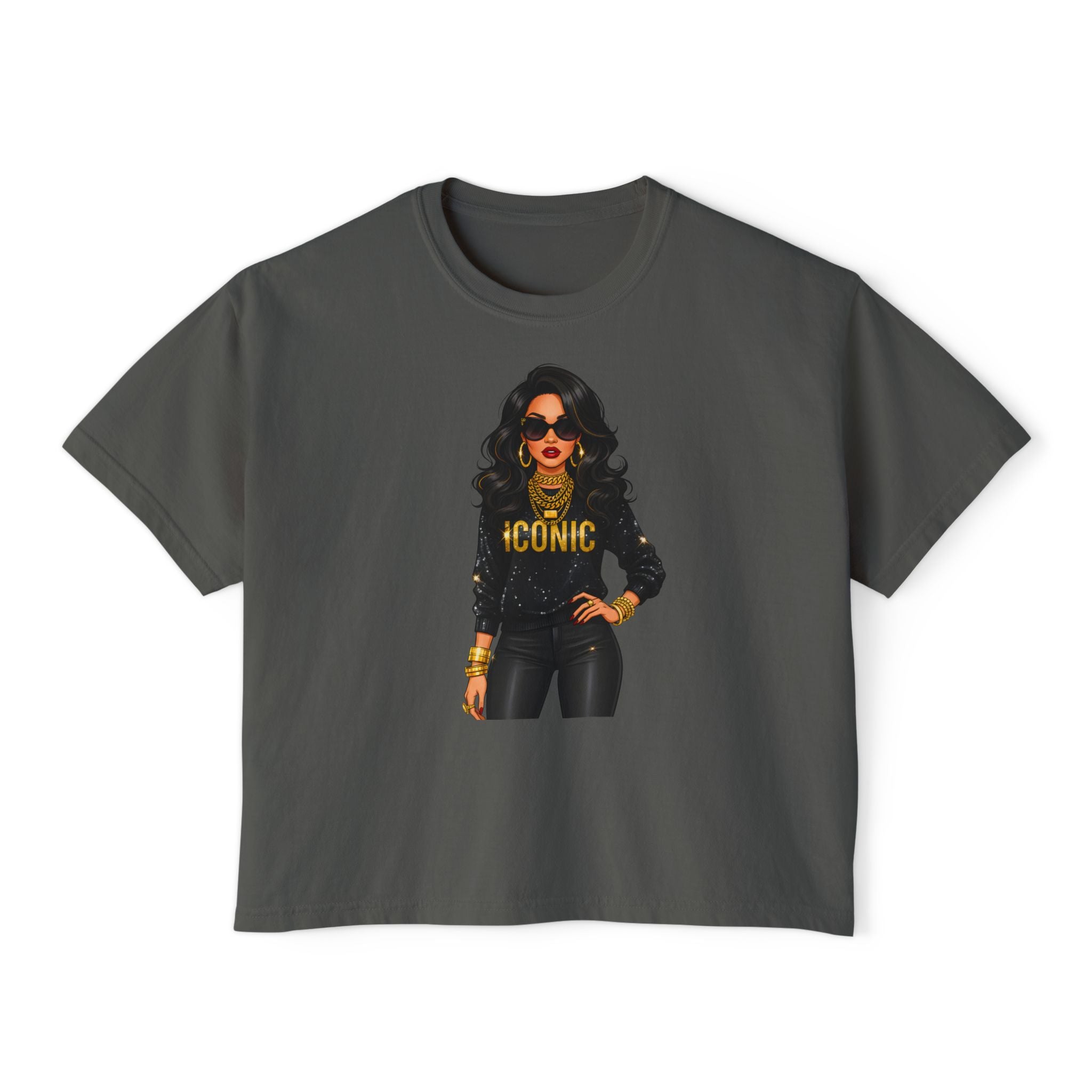 Iconic Woman Boxy Tee — Empowered Graphic Crop T-Shirt