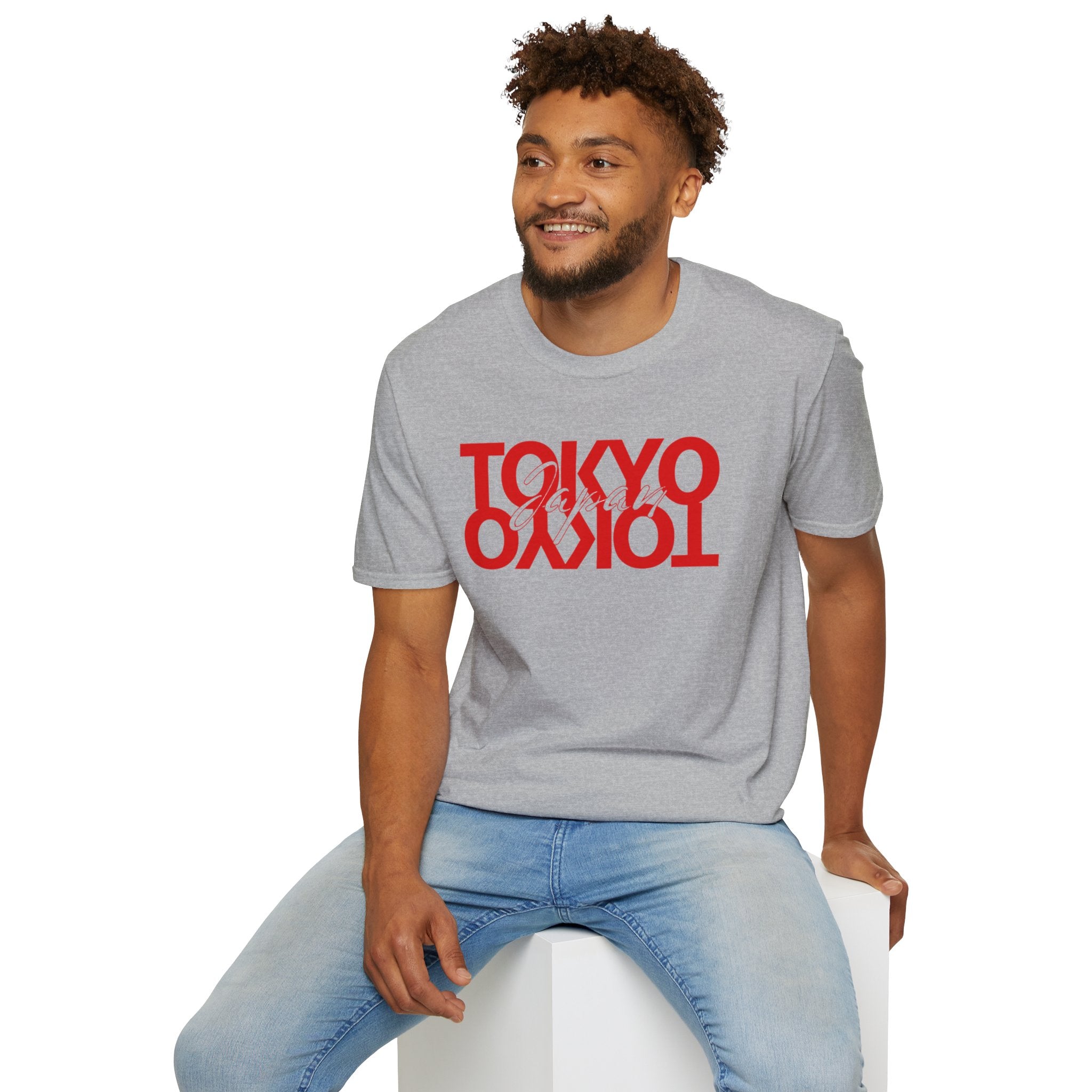 Tokyo Floral T-Shirt — Mirrored Red Logo "Tokyo" Graphic Tee