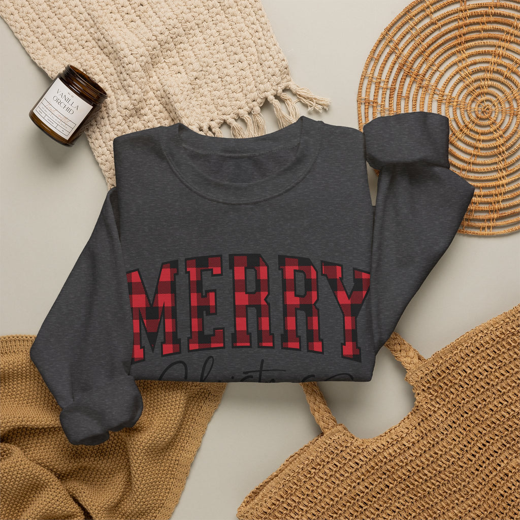 Christmas Plaid "Merry Christmas" Crewneck Sweatshirt