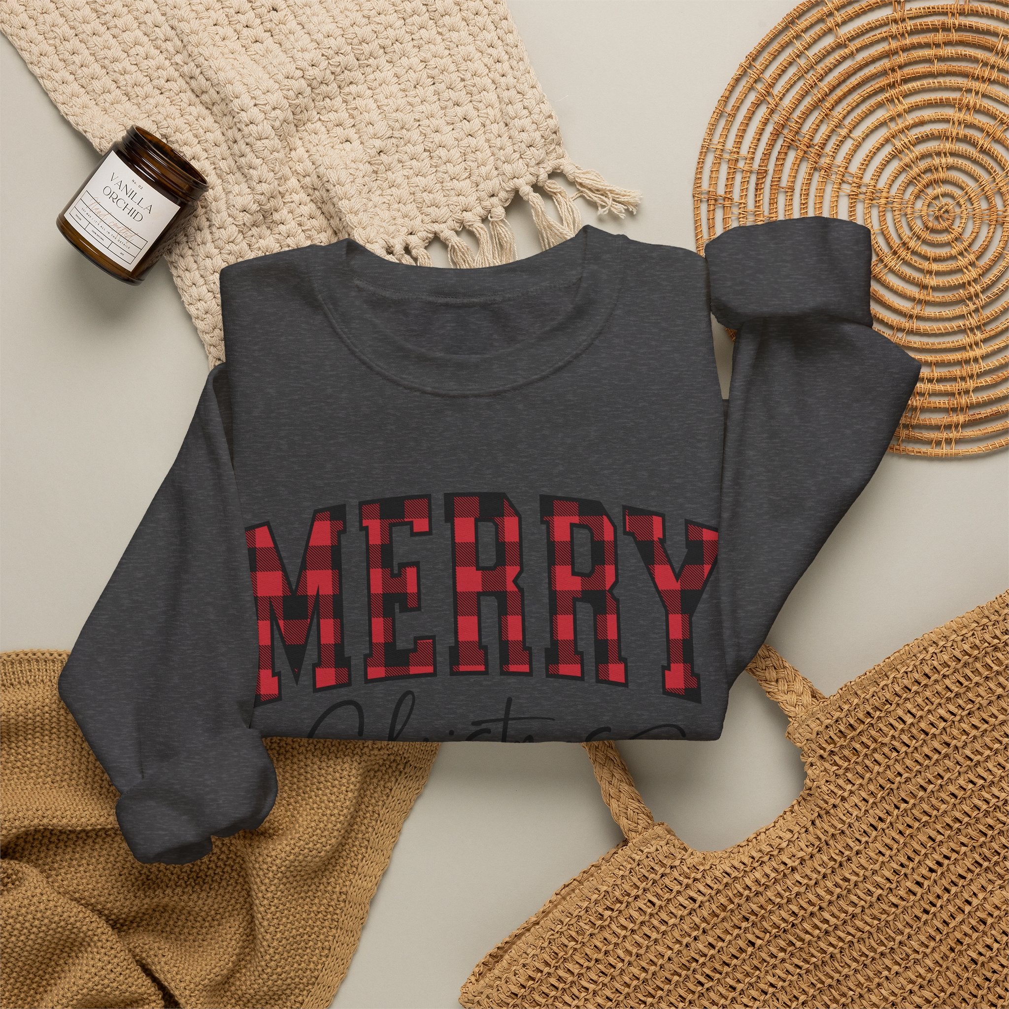 Christmas Plaid "Merry Christmas" Crewneck Sweatshirt