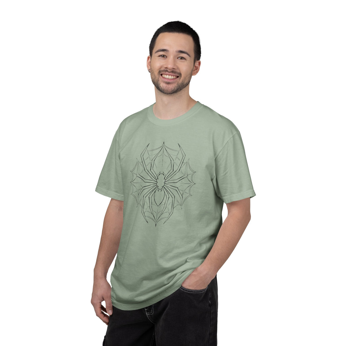 Spider Web Graphic T‑Shirt — Black Line Art Spiderback Tee