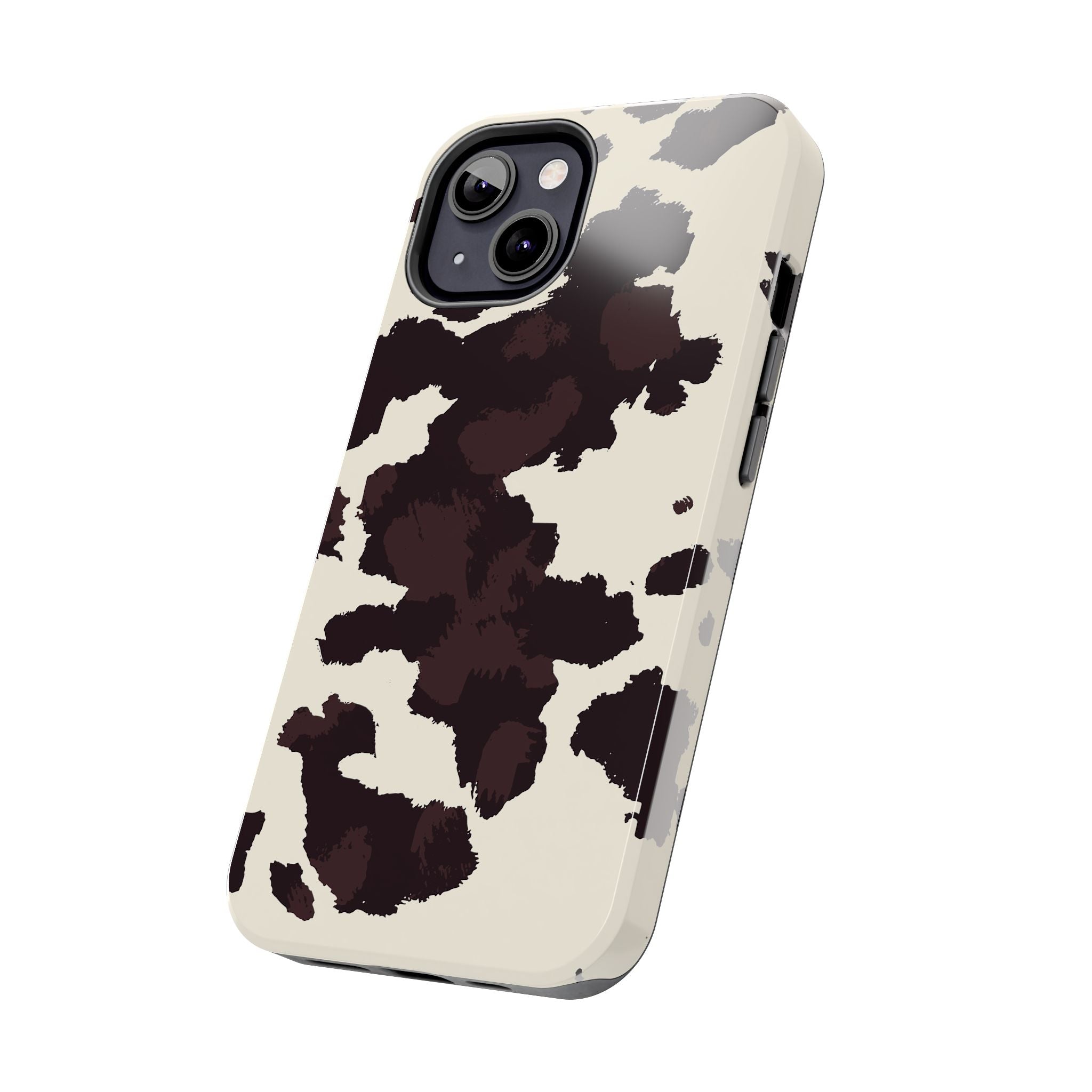 Cow Print Tough Phone Case — Brown Cream Protective Phone Cover