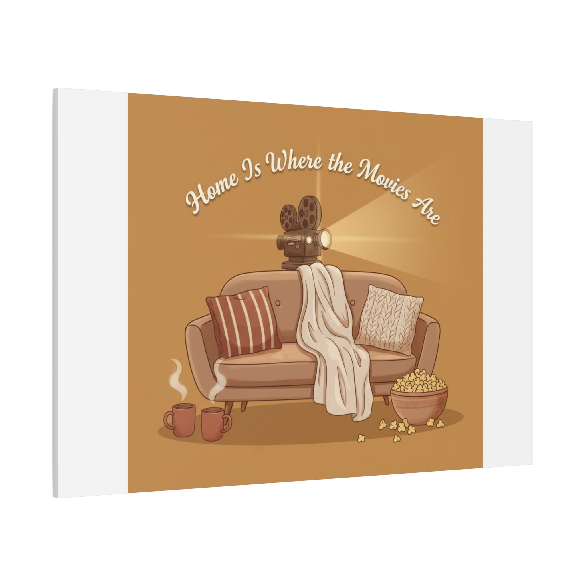Home Is Where the Movies Are Canvas | cozy night art, home cinema decor