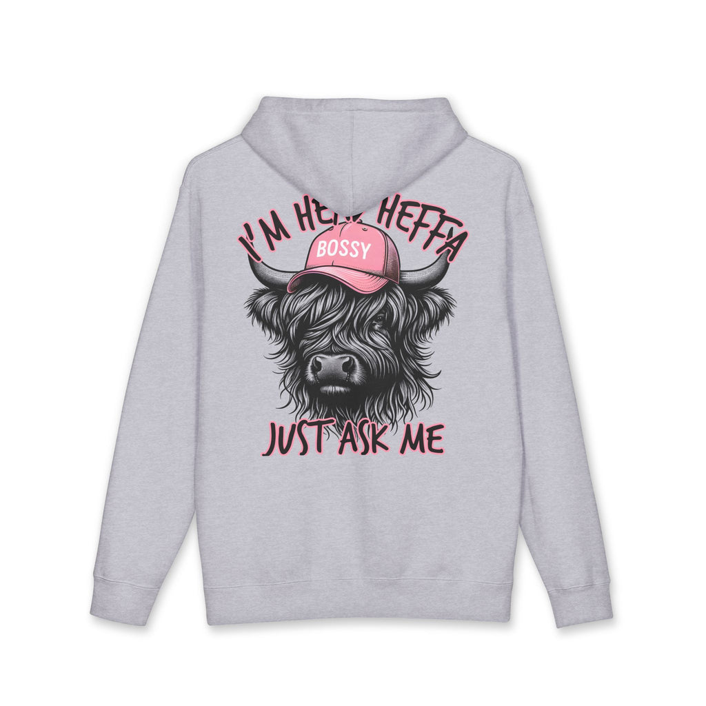 Bossy Heffa Hoodie — "I’m Her Heffa Just Ask Me" Highland Cow Pullover