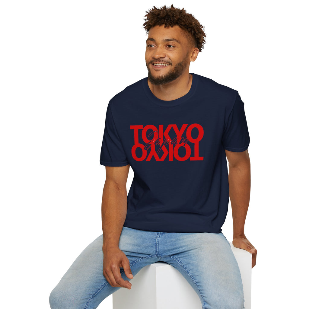 Tokyo Floral T-Shirt — Mirrored Red Logo "Tokyo" Graphic Tee