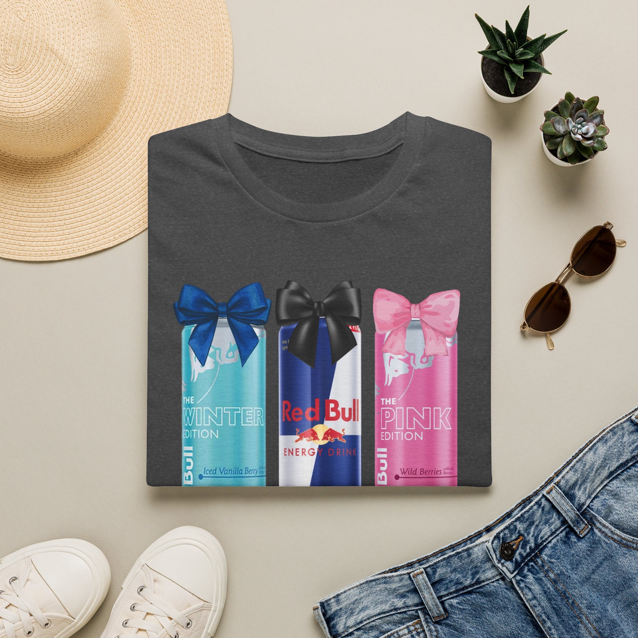T-Shirt — “First I Need a Red Bull” Energy Drink Can Graphic Tee