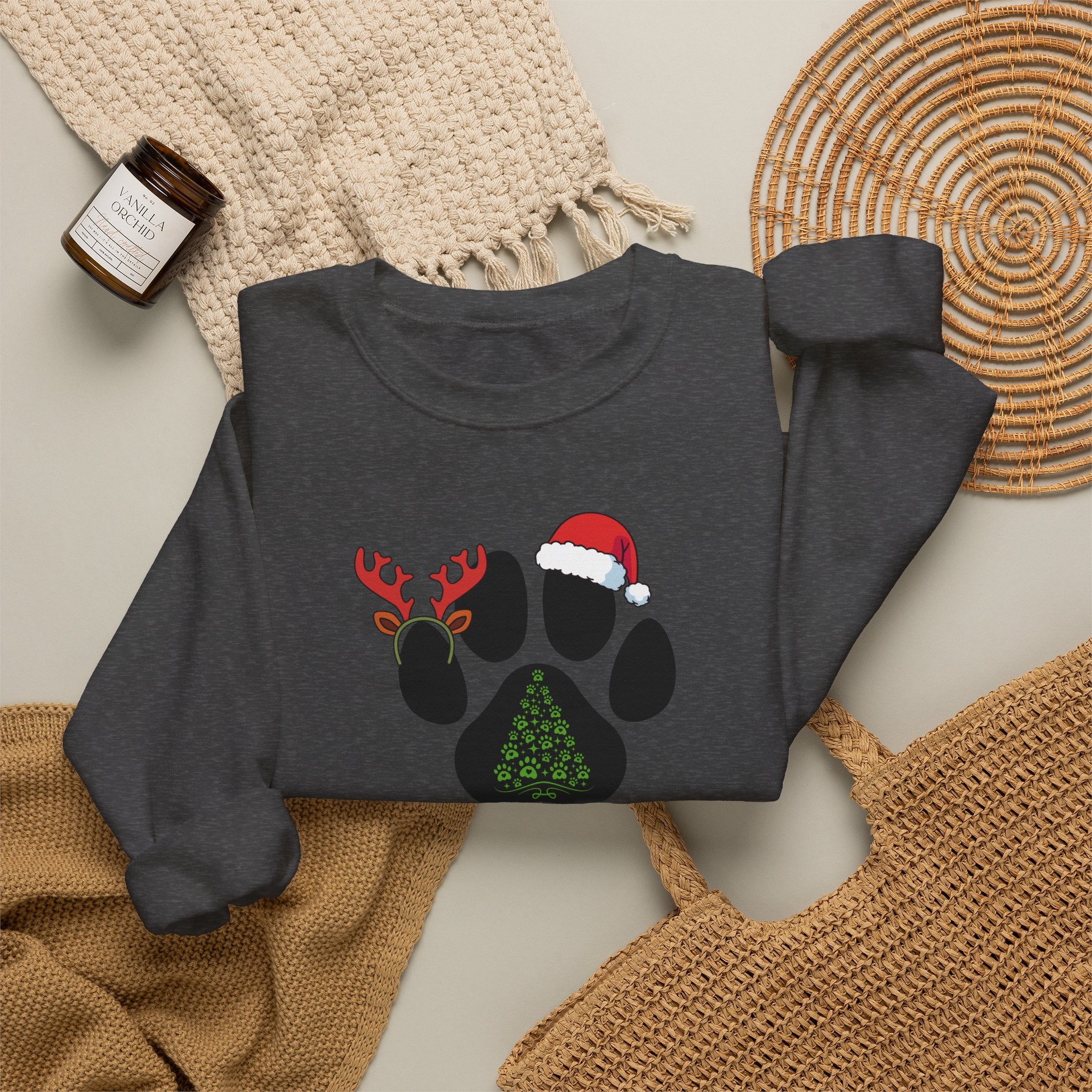 Christmas Paw Print Sweatshirt - Merry Christmas Pet Lover Crewneck