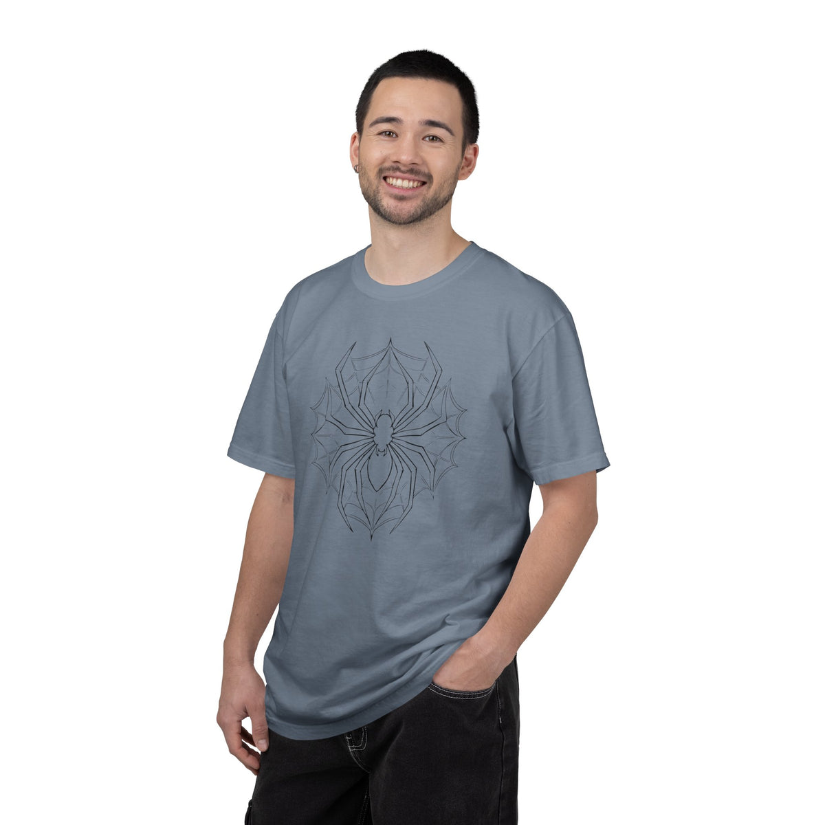 Spider Web Graphic T‑Shirt — Black Line Art Spiderback Tee