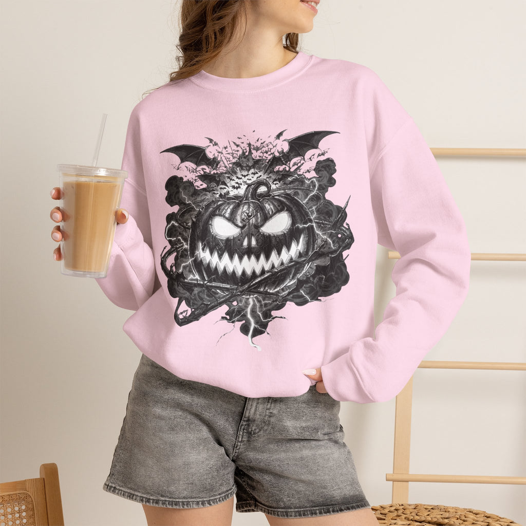 Halloween Pumpkin Crewneck Sweatshirt — Spooky Jack-o'-Lantern Graphic