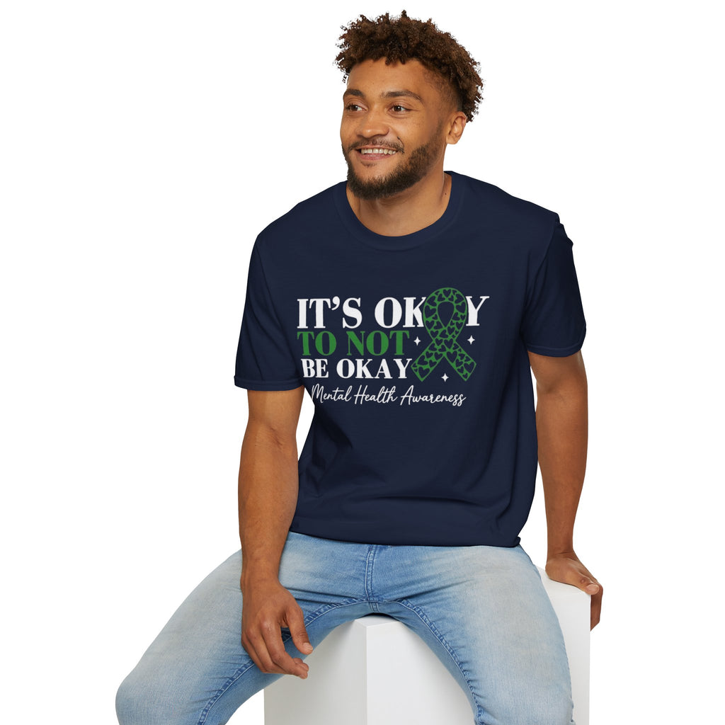 Mental Health Awareness T-Shirt — "It's Okay to Not Be Okay" with Green Ribbon