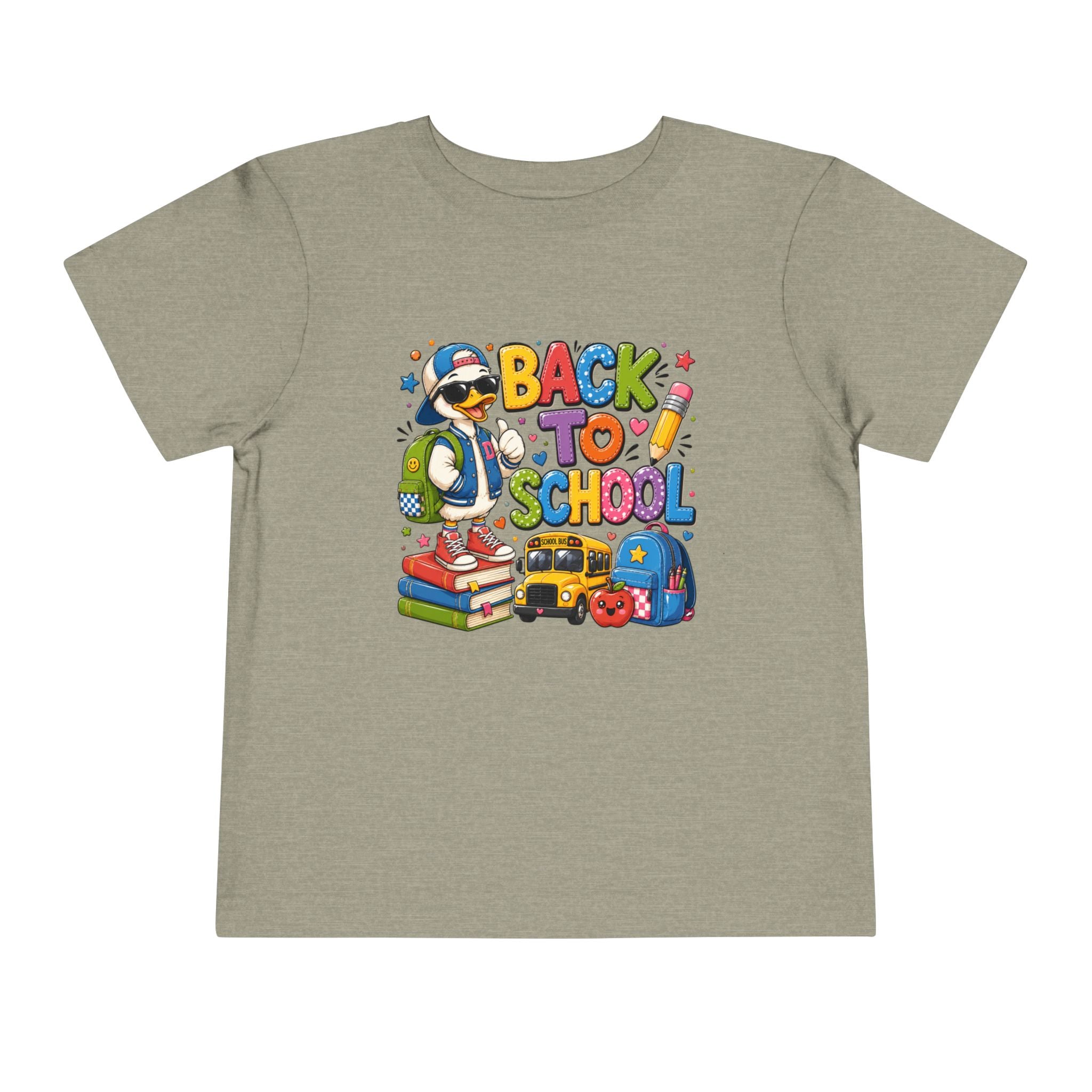 Back to School Toddler Tee — Cute Penguin School Bus Design