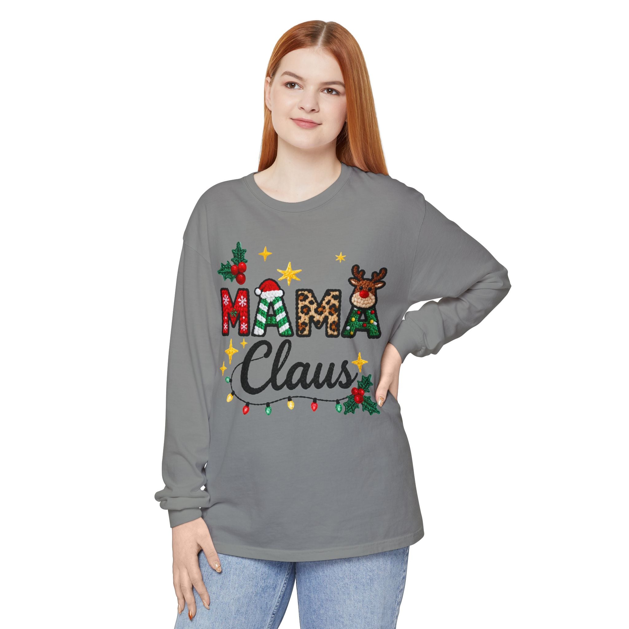 Mama Claus Long Sleeve Tee — Christmas Holiday Family Shirt