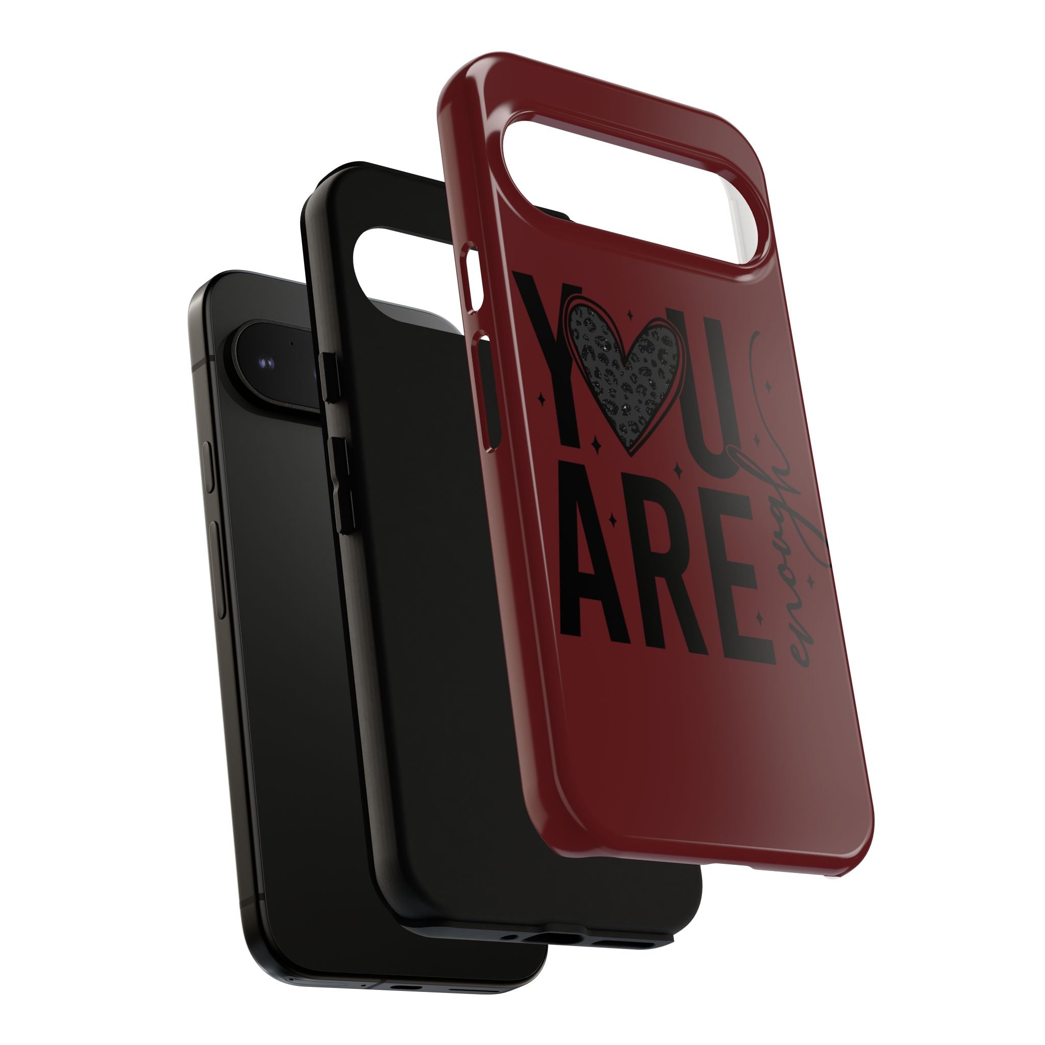 You Are Enough Phone Case — Inspirational Protective iPhone Cover (Maroon)