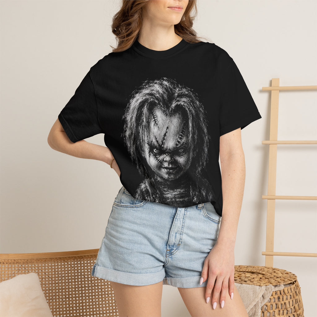 Portrait T-Shirt — Creepy Horror Doll Graphic Tee