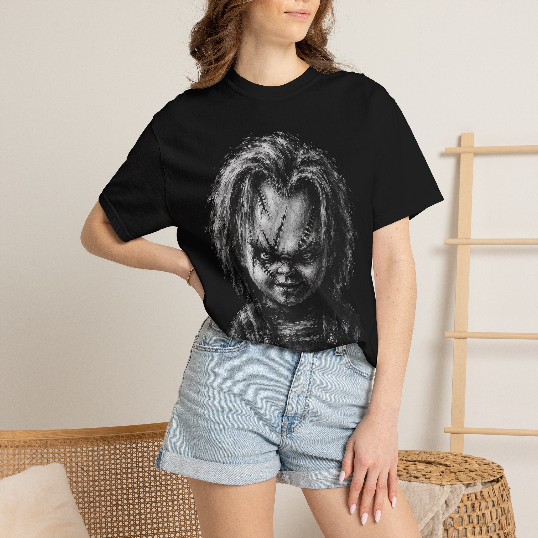 Portrait T-Shirt — Creepy Horror Doll Graphic Tee