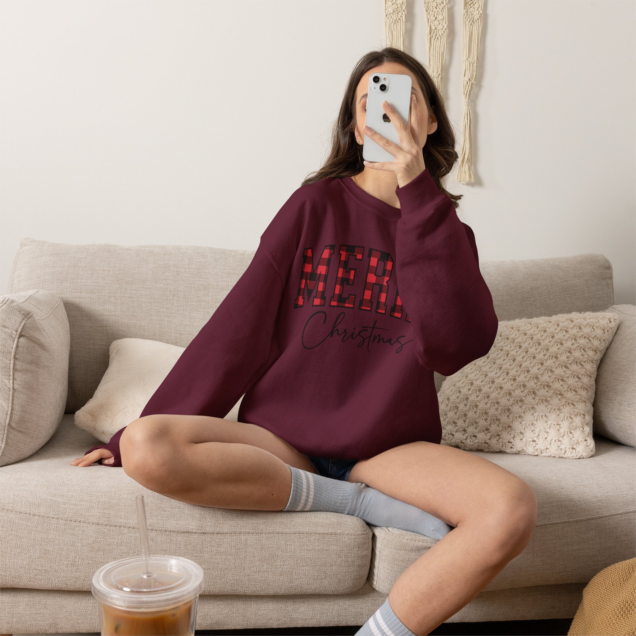 Christmas Plaid "Merry Christmas" Crewneck Sweatshirt