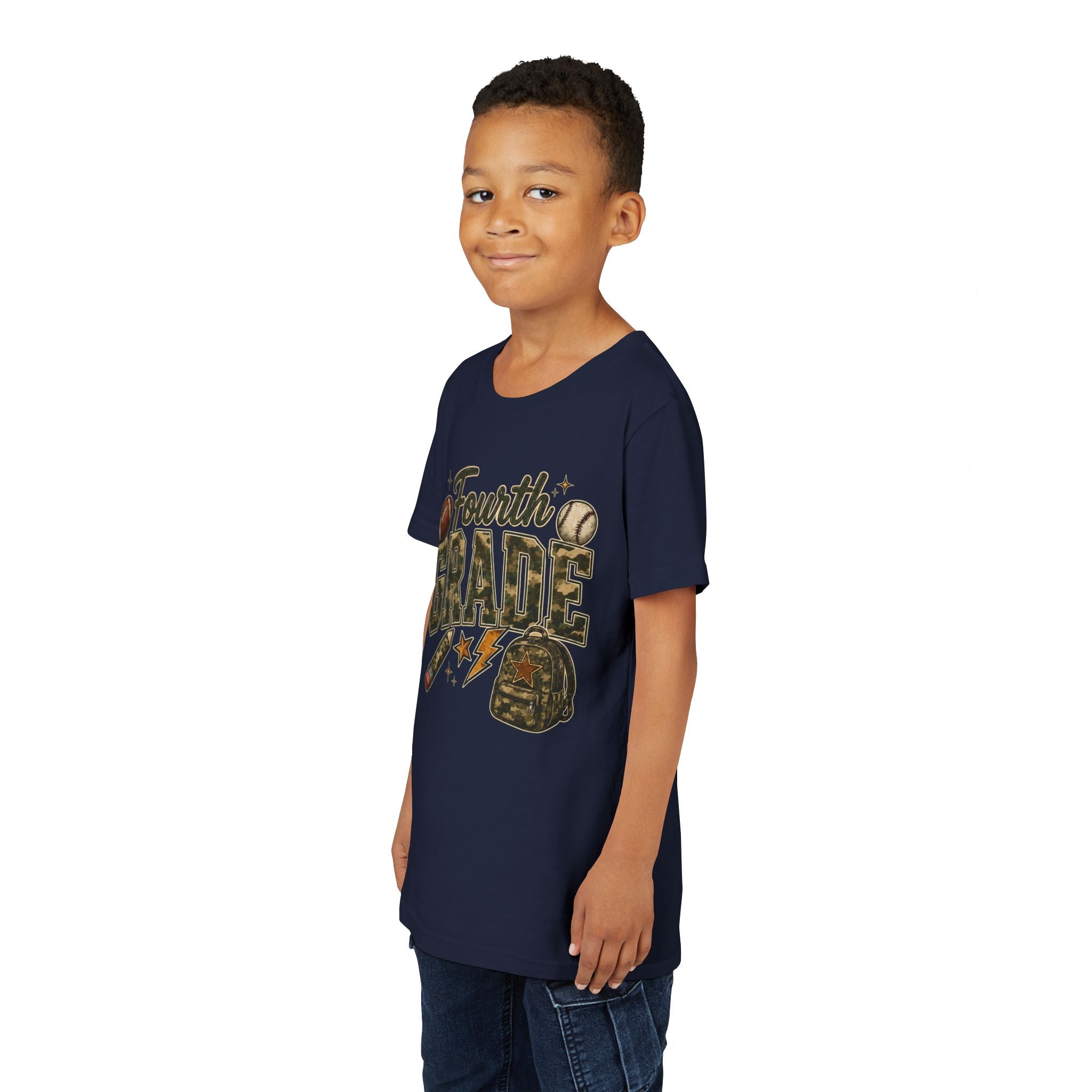 Fourth Grade Kids' T-Shirt – Back-to-School Sports & Backpack Design
