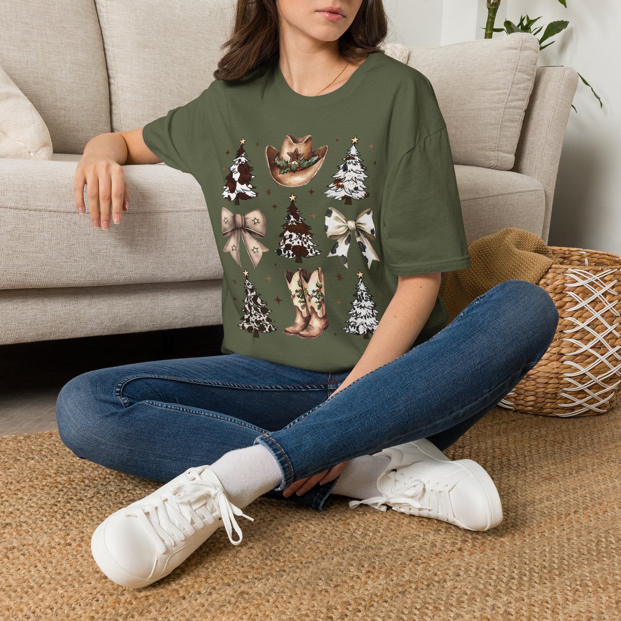 Western Christmas Tee — Cowboy Hat & Boots Holiday Shirt
