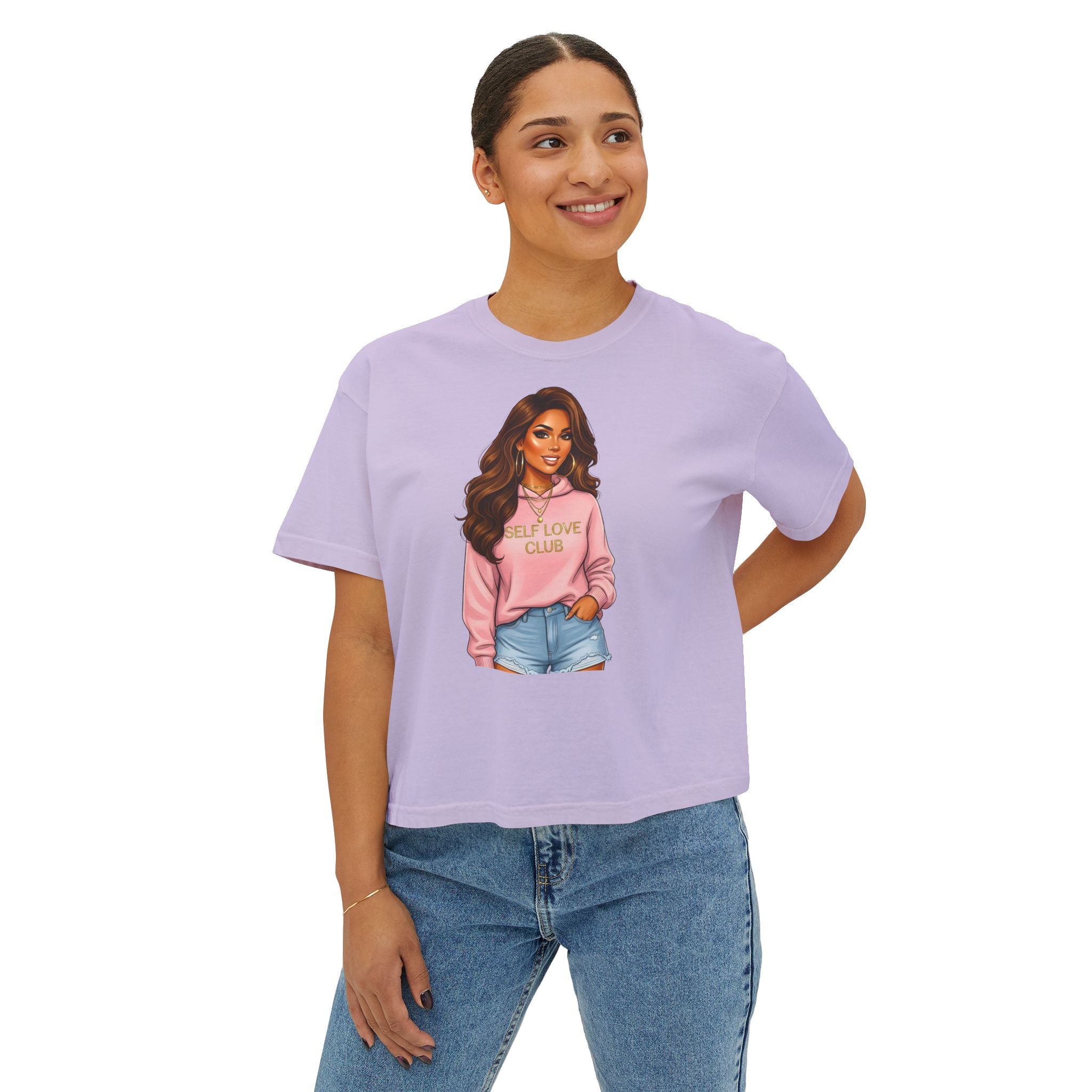 Self Love Club Boxy Tee — Women’s Graphic Cropped T-Shirt