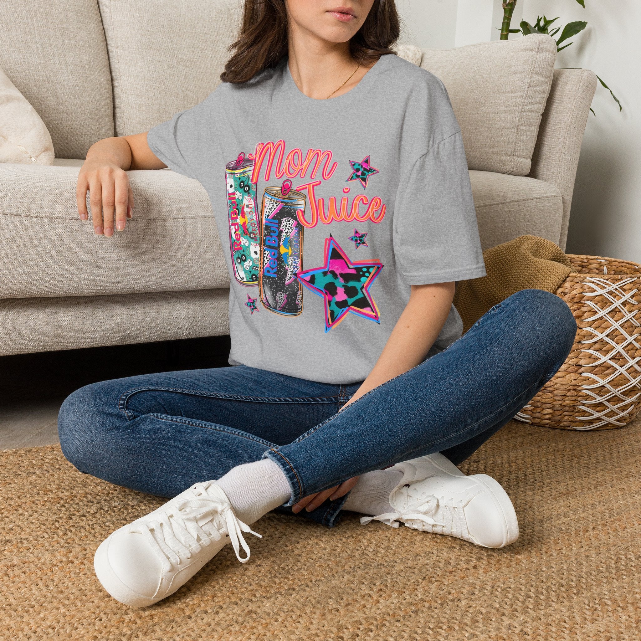 Mom Juice T-Shirt — Funny Red Bull Energy Drink Graphic Tee for Moms