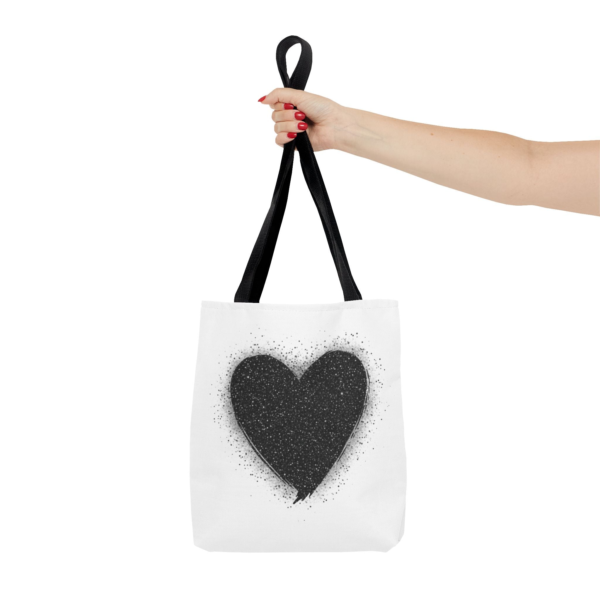 Black Spray Heart Tote Bag – Chic Graphic Canvas Tote for Everyday Use