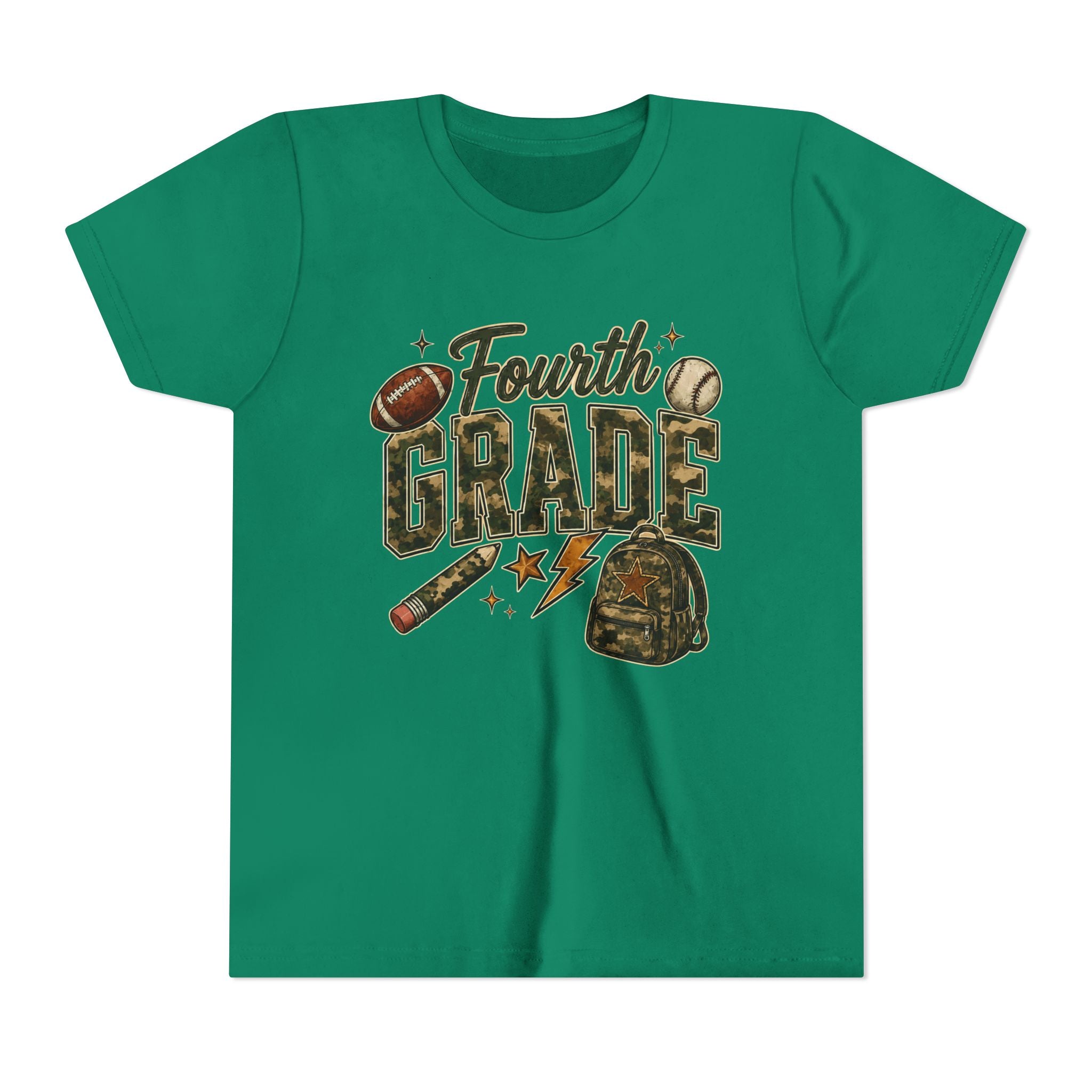 Fourth Grade Kids' T-Shirt – Back-to-School Sports & Backpack Design