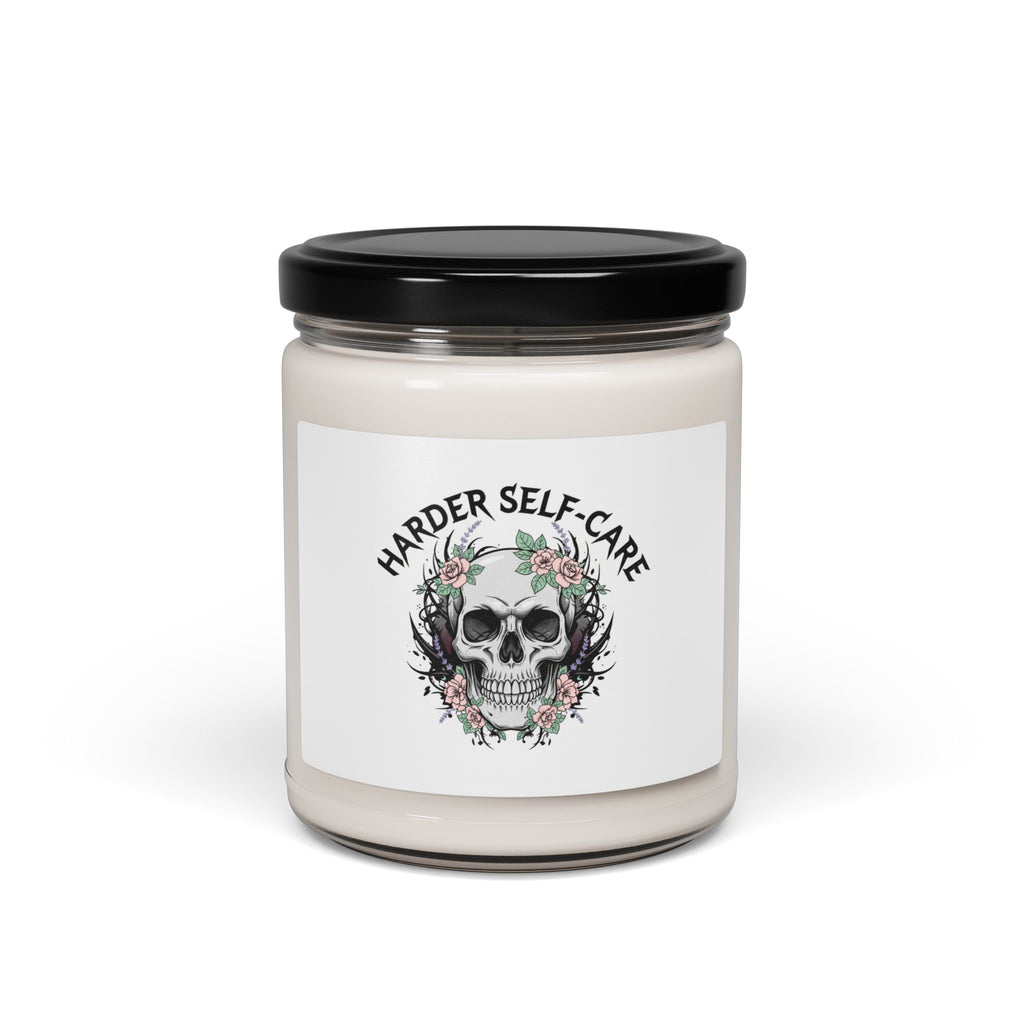 Harder Self-Care Skull Candle, Soy Candle | Heavy Metal Wellness, Gothic Wellness Quote
