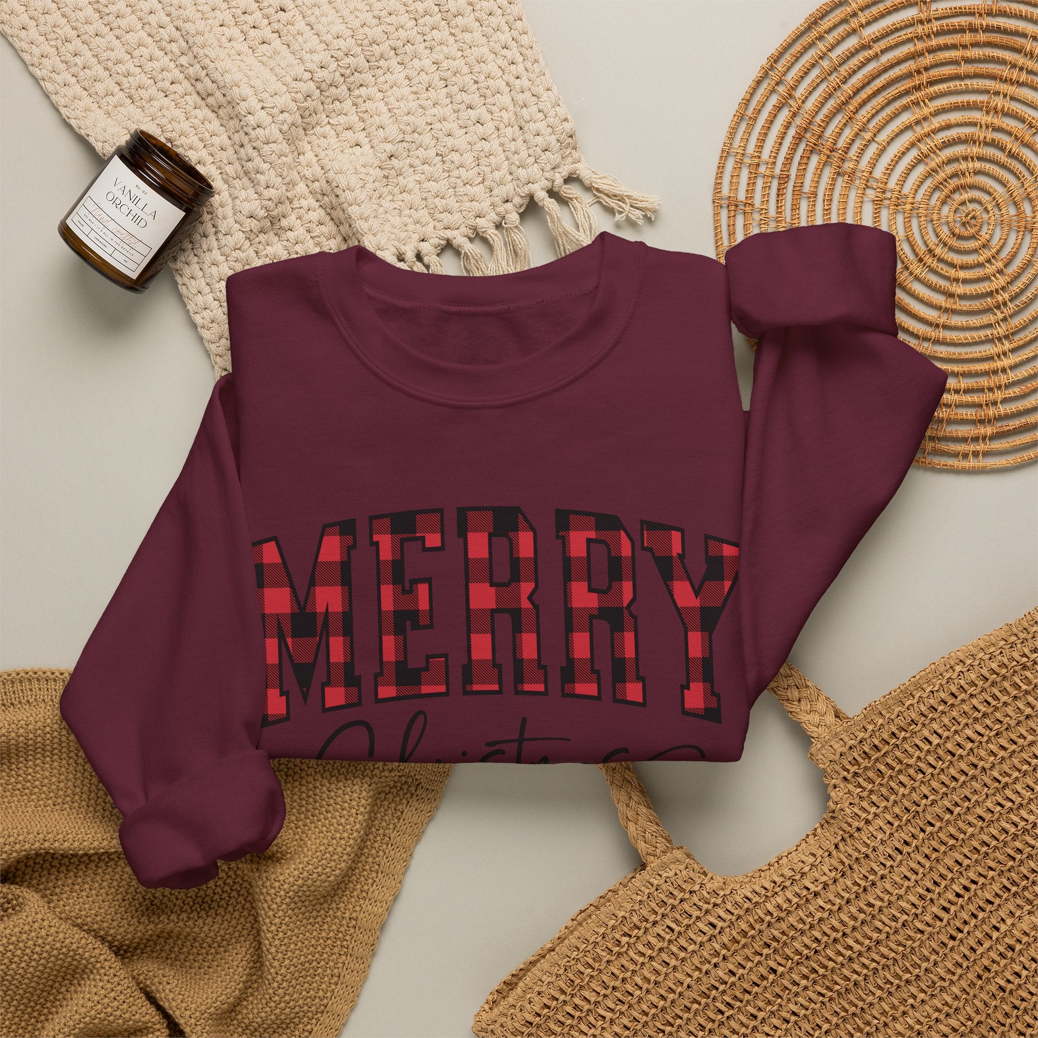 Christmas Plaid "Merry Christmas" Crewneck Sweatshirt
