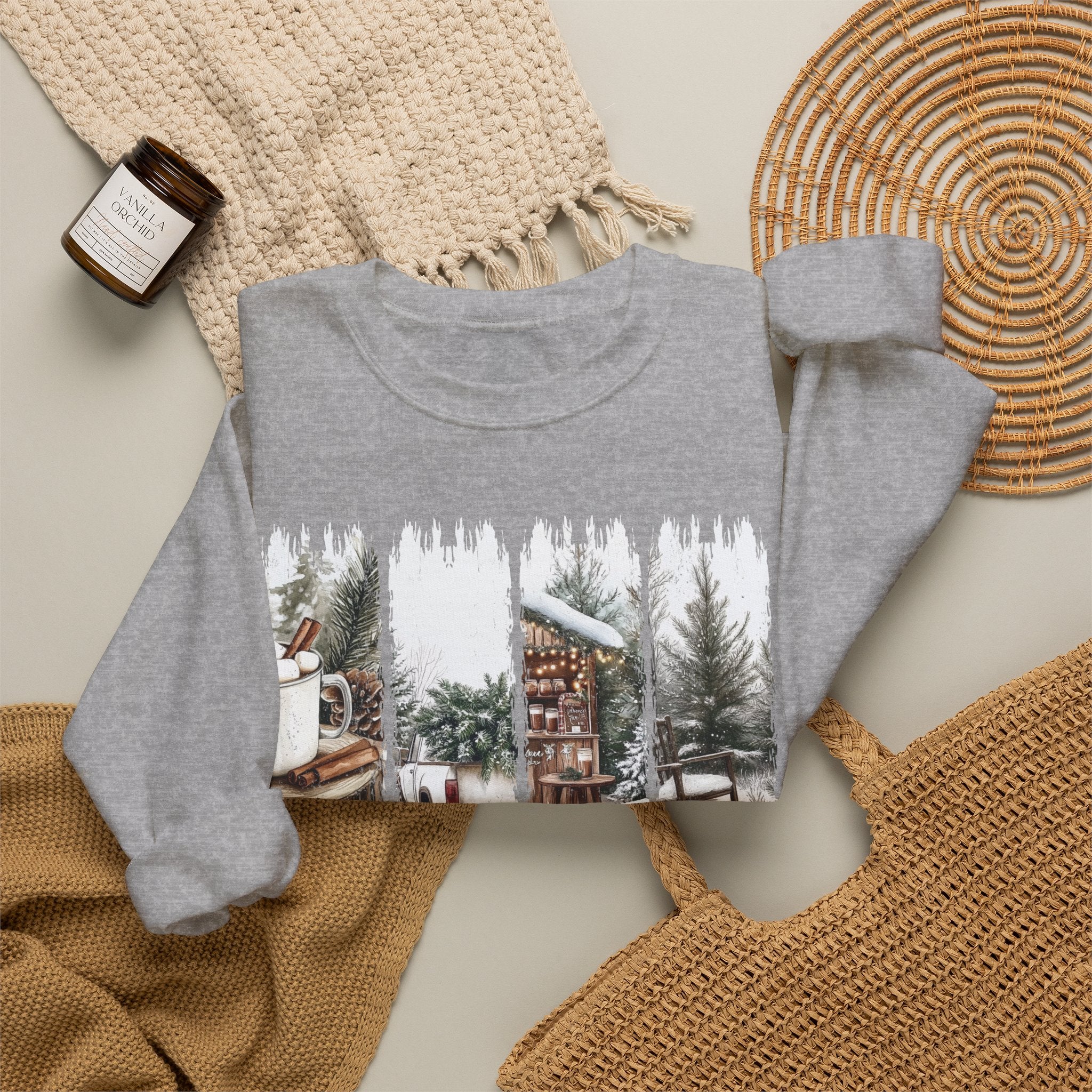 Holiday Cabin Crewneck Sweatshirt — 'Tis the Season Cozy Winter Pullover