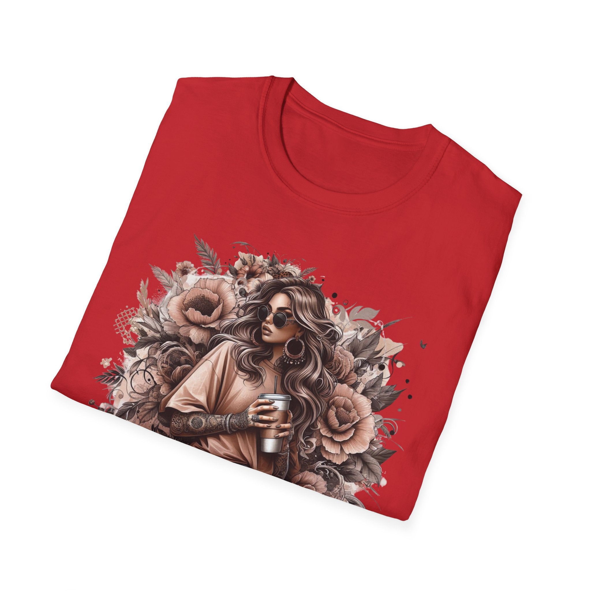 Graphic T-Shirt - 'Stay Humble' Floral Girl Vintage Coffee Tee