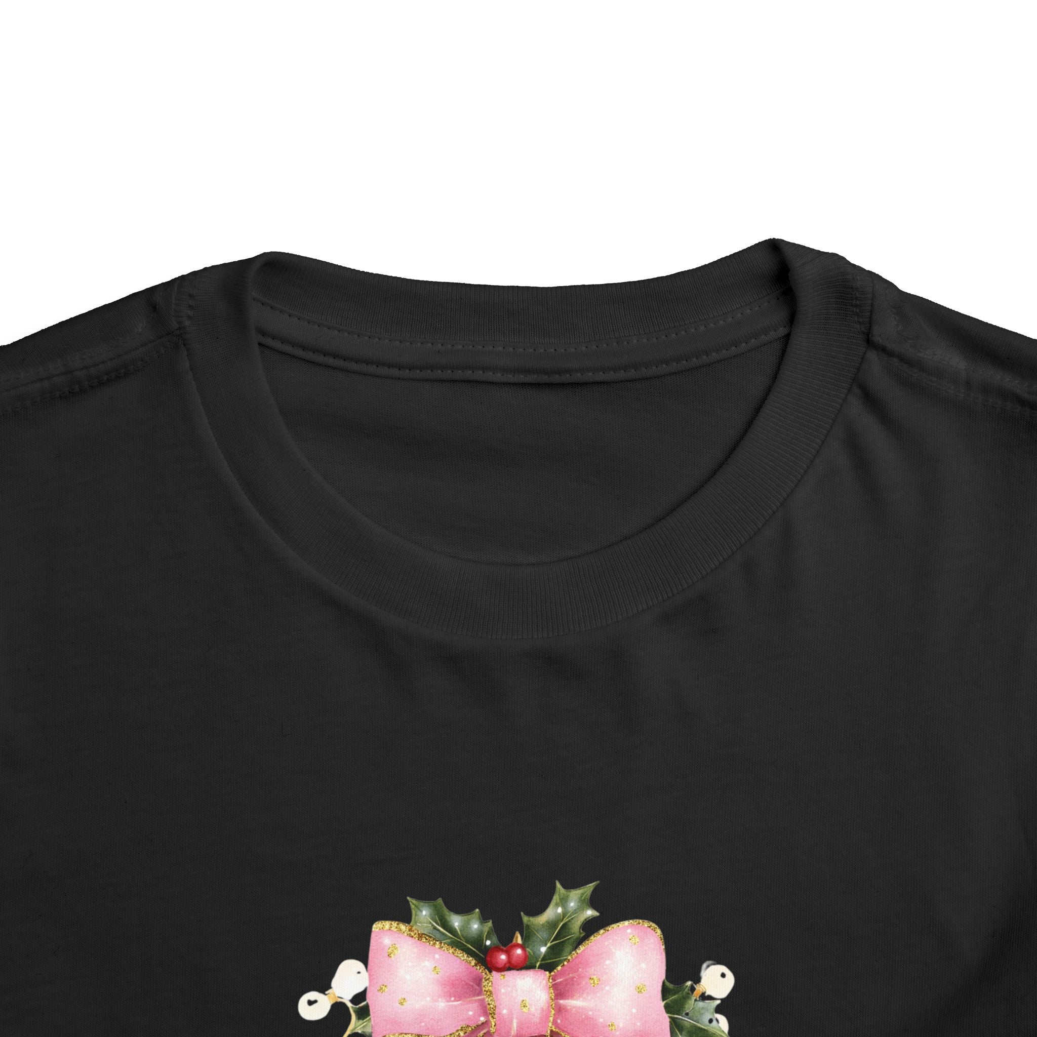 Toddler Christmas Tree Tee — Pink Bow Holiday Shirt