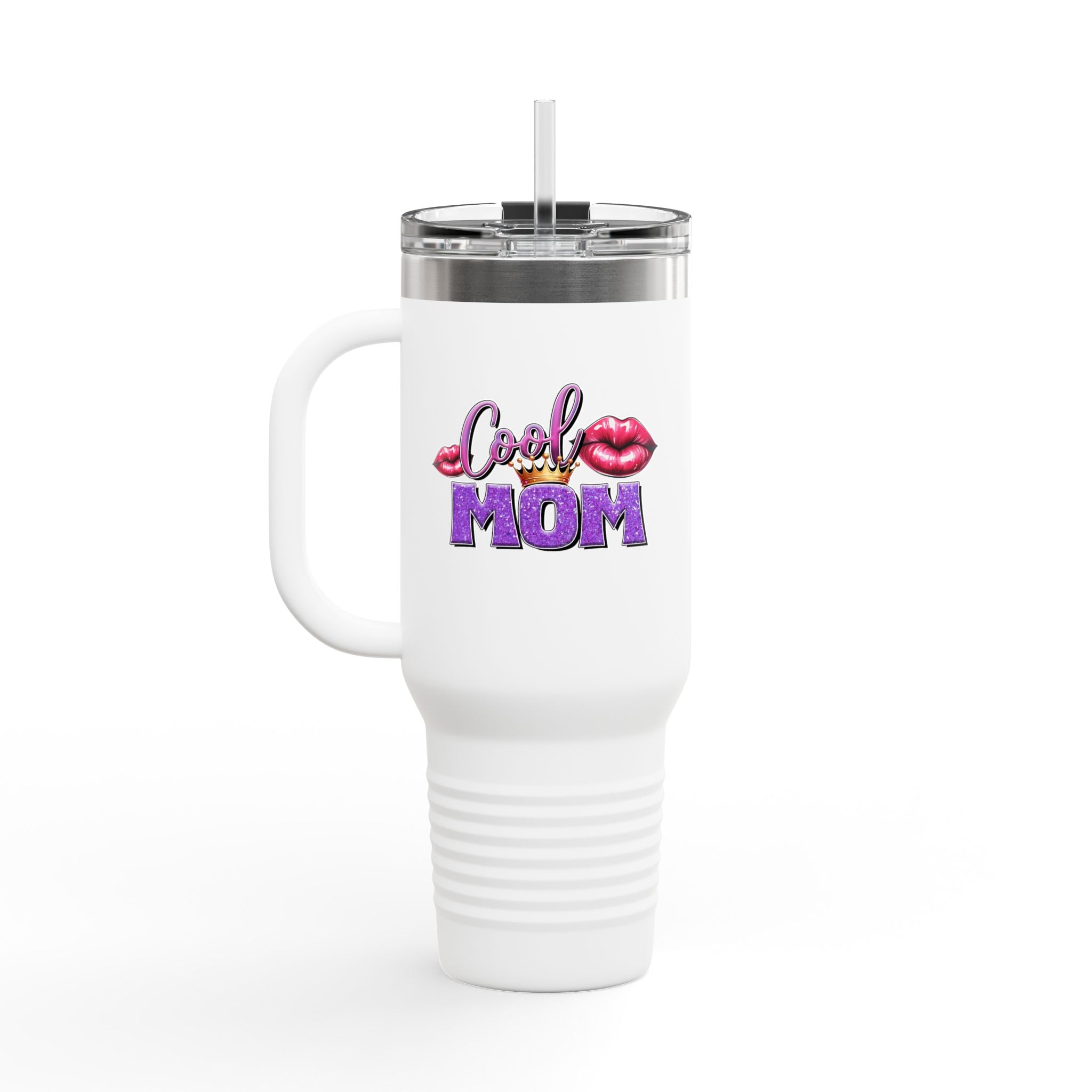 40oz Insulated Travel Mug – Loud Mom Lip Print (Keeps Drinks Hot & Cold)