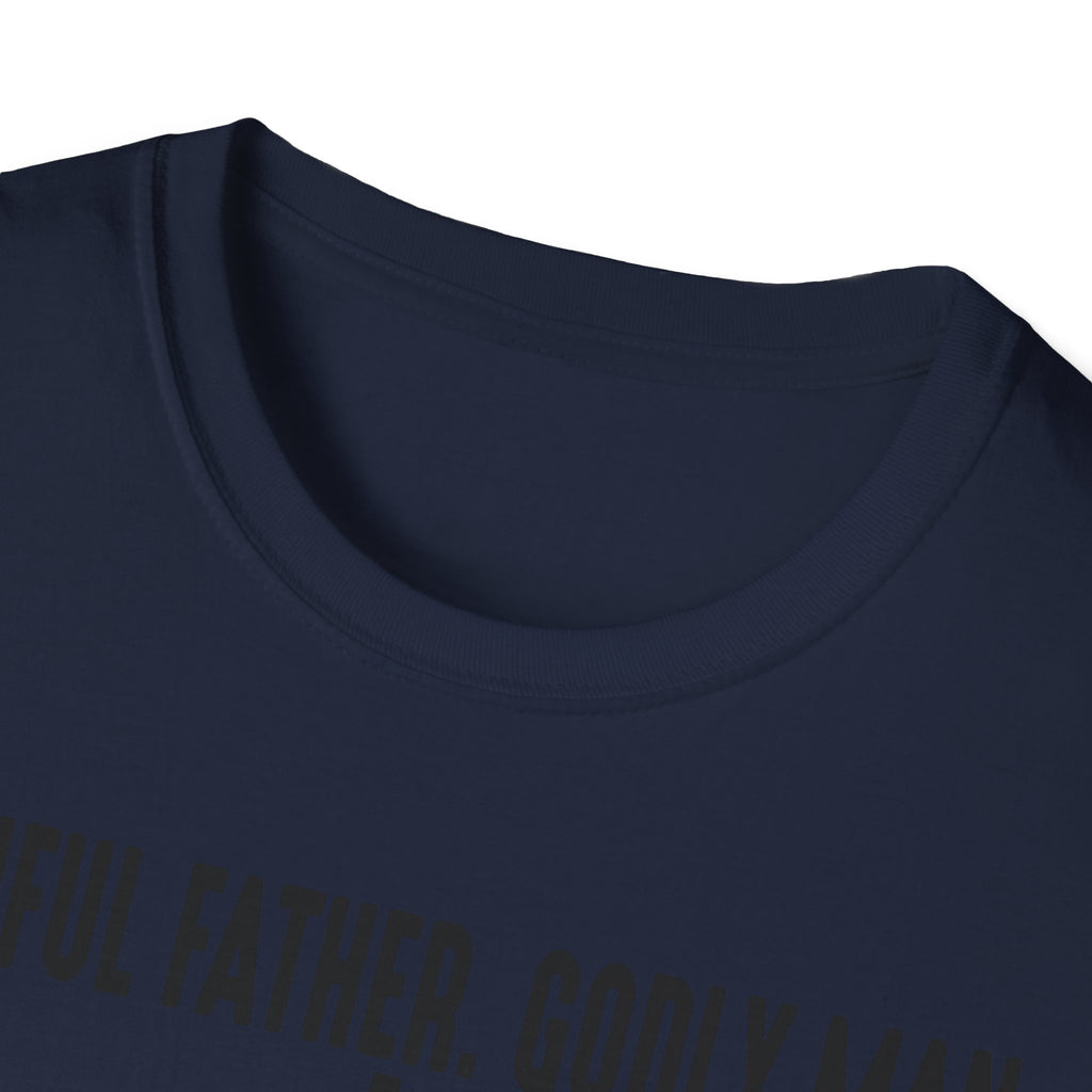 Faithful Father. Godly Man. T‑Shirt — Christian Dad Tee with Cross
