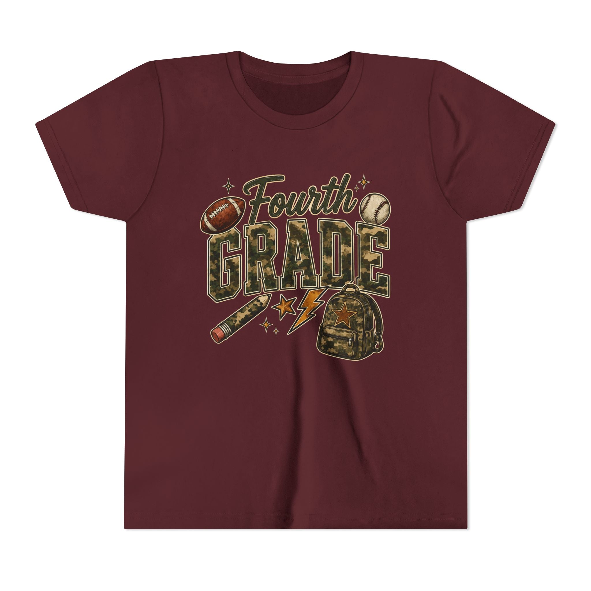 Fourth Grade Kids' T-Shirt – Back-to-School Sports & Backpack Design