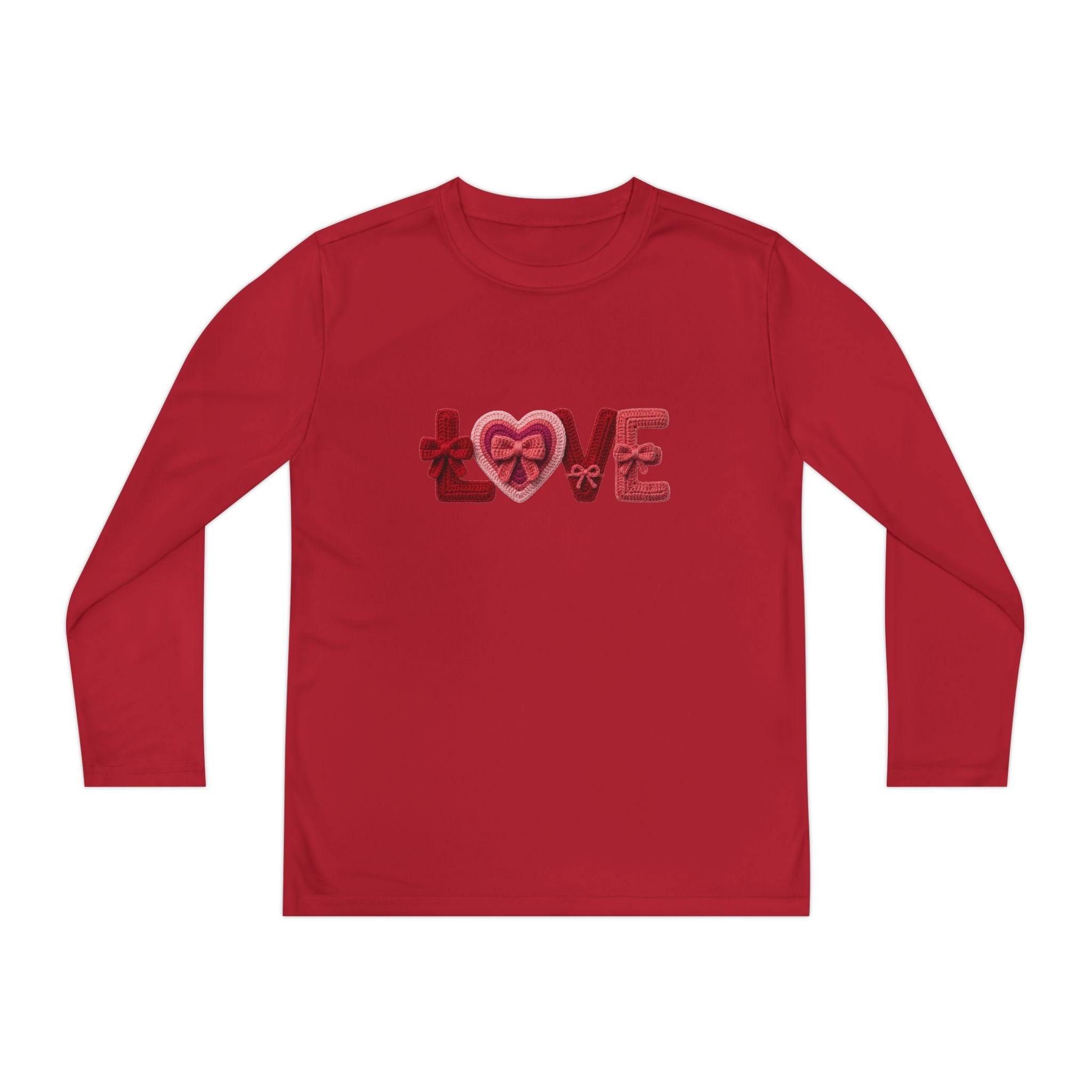 Youth Long Sleeve Tee - Red 'LOVE' Heart Design