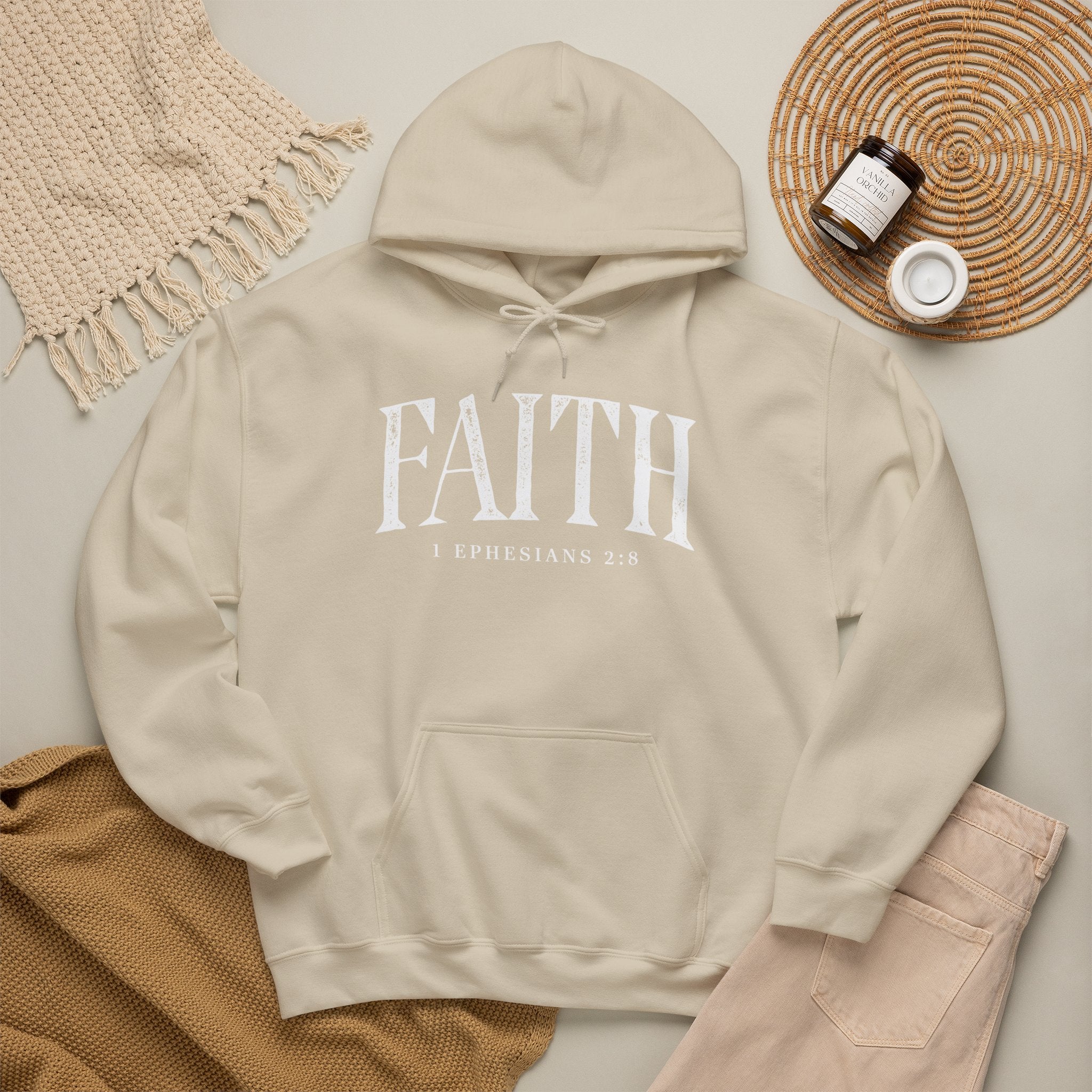 Faith Hoodie - Ephesians 2:8 Inspirational Christian Sweatshirt
