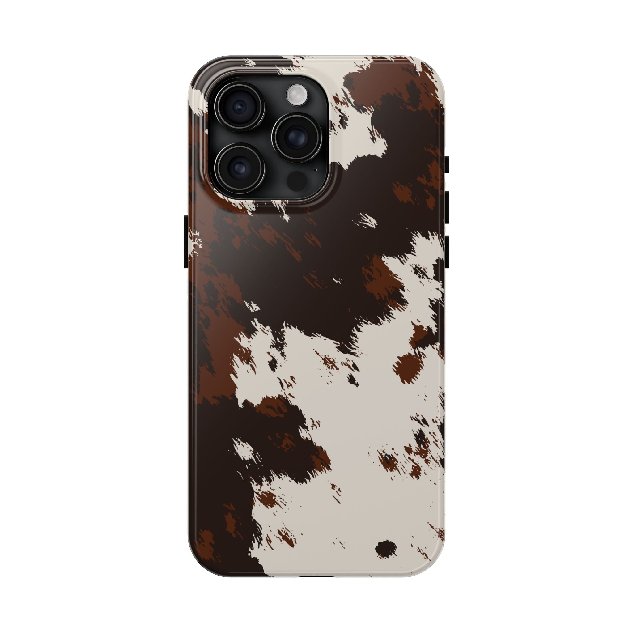 Cowhide Print Tough Phone Case — Brown & White Western Rugged Protection