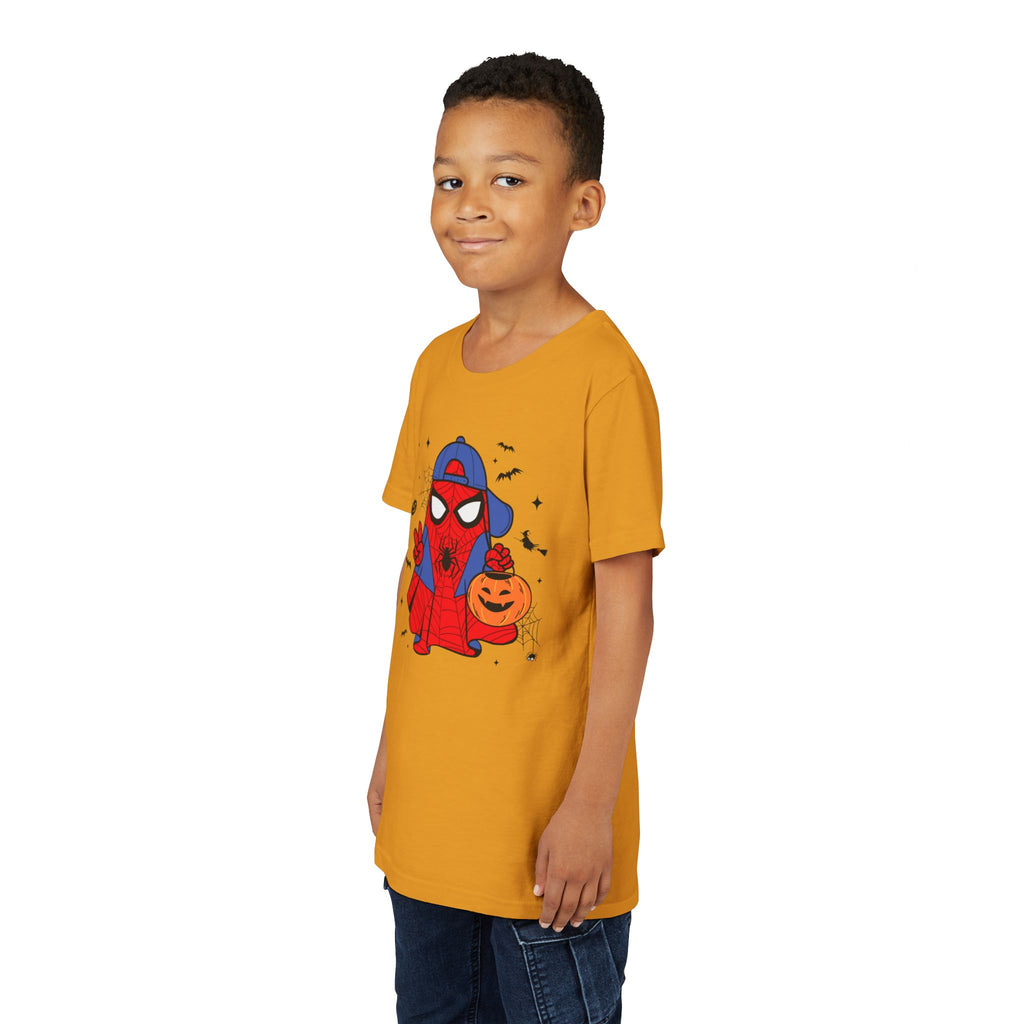 Kids Halloween Spider Superhero Tee – Cute Trick-or-Treat Pumpkin Design