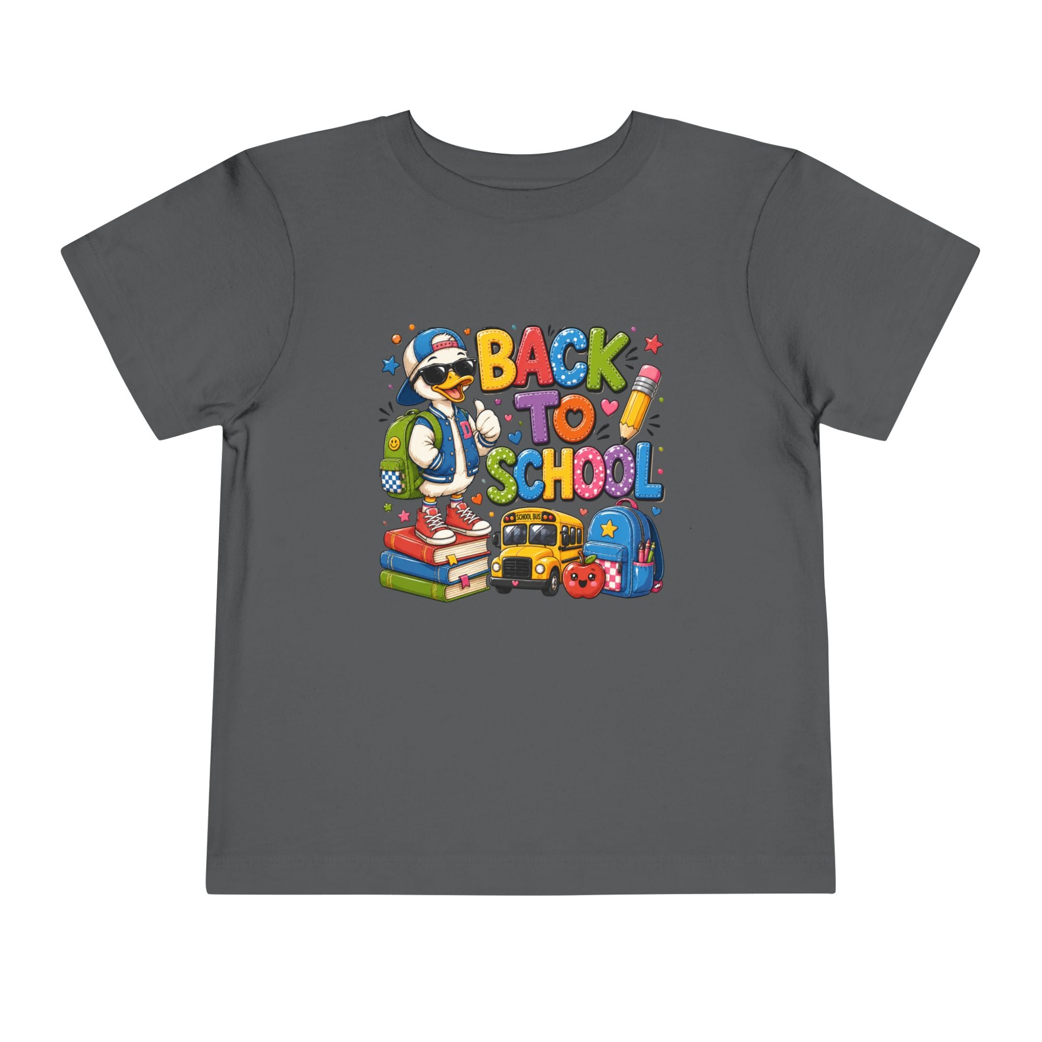Back to School Toddler Tee — Cute Penguin School Bus Design