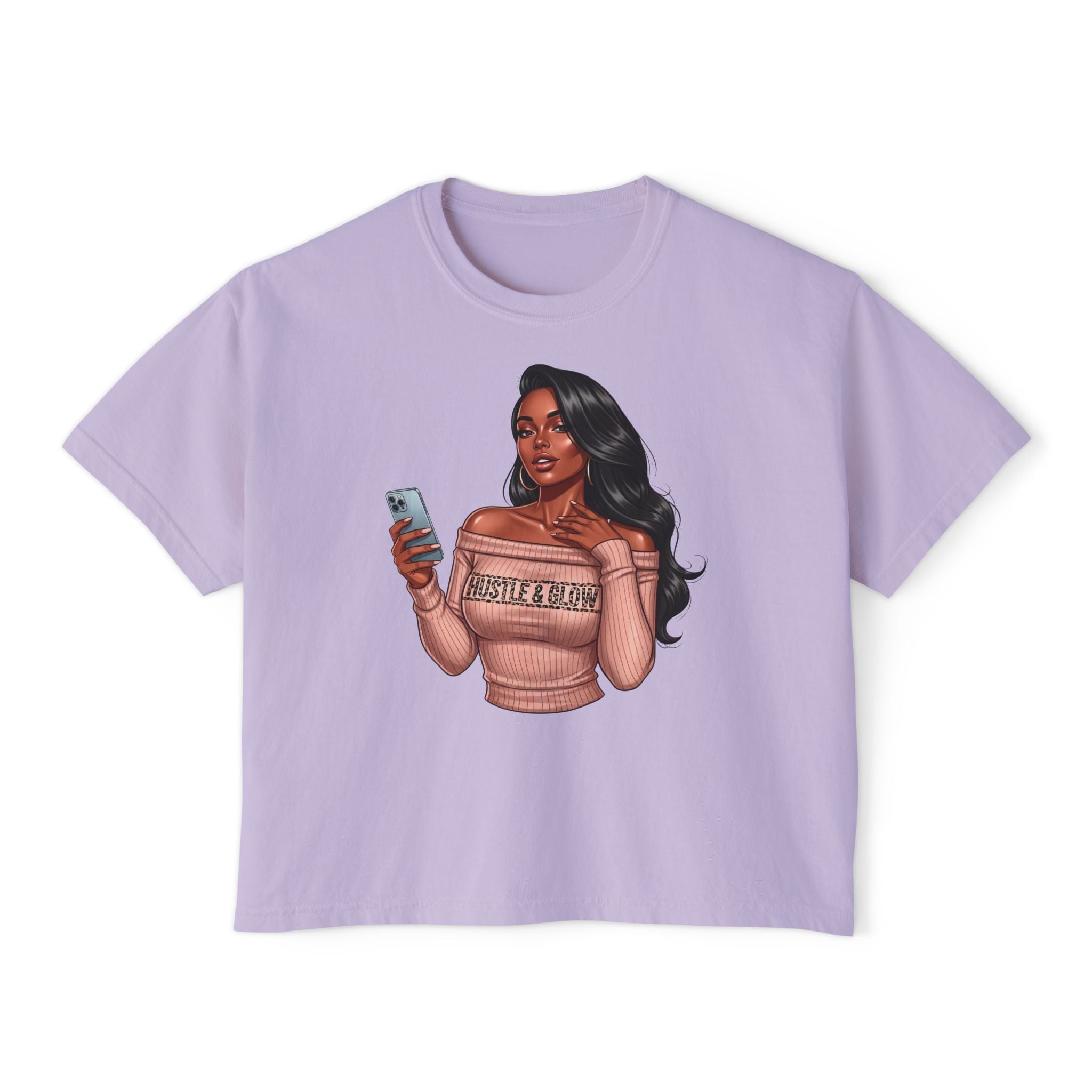 Curvy Girl Boss Boxy Tee — 'Just A Girl' Graphic Women's Crop T-Shirt
