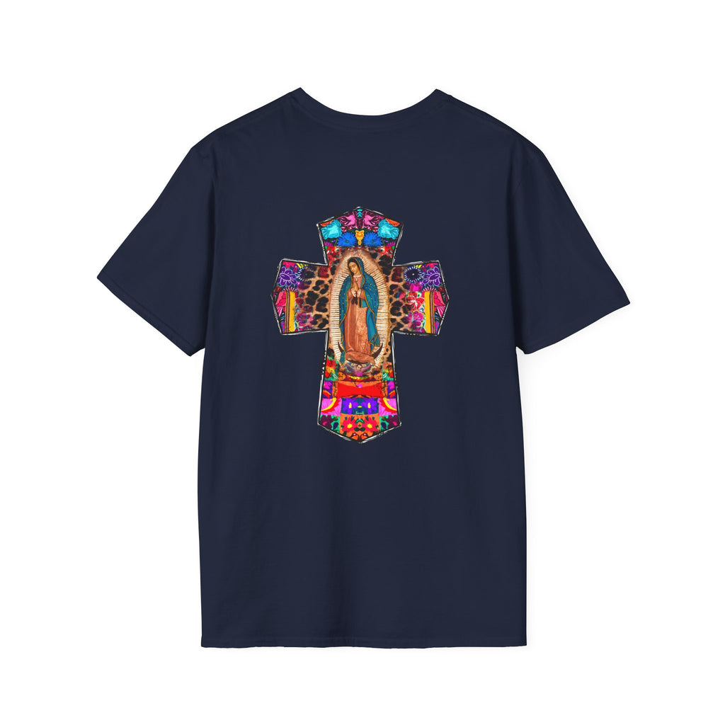 Our Lady of Guadalupe Cross T-Shirt — Colorful Mexican Folk Art Tee