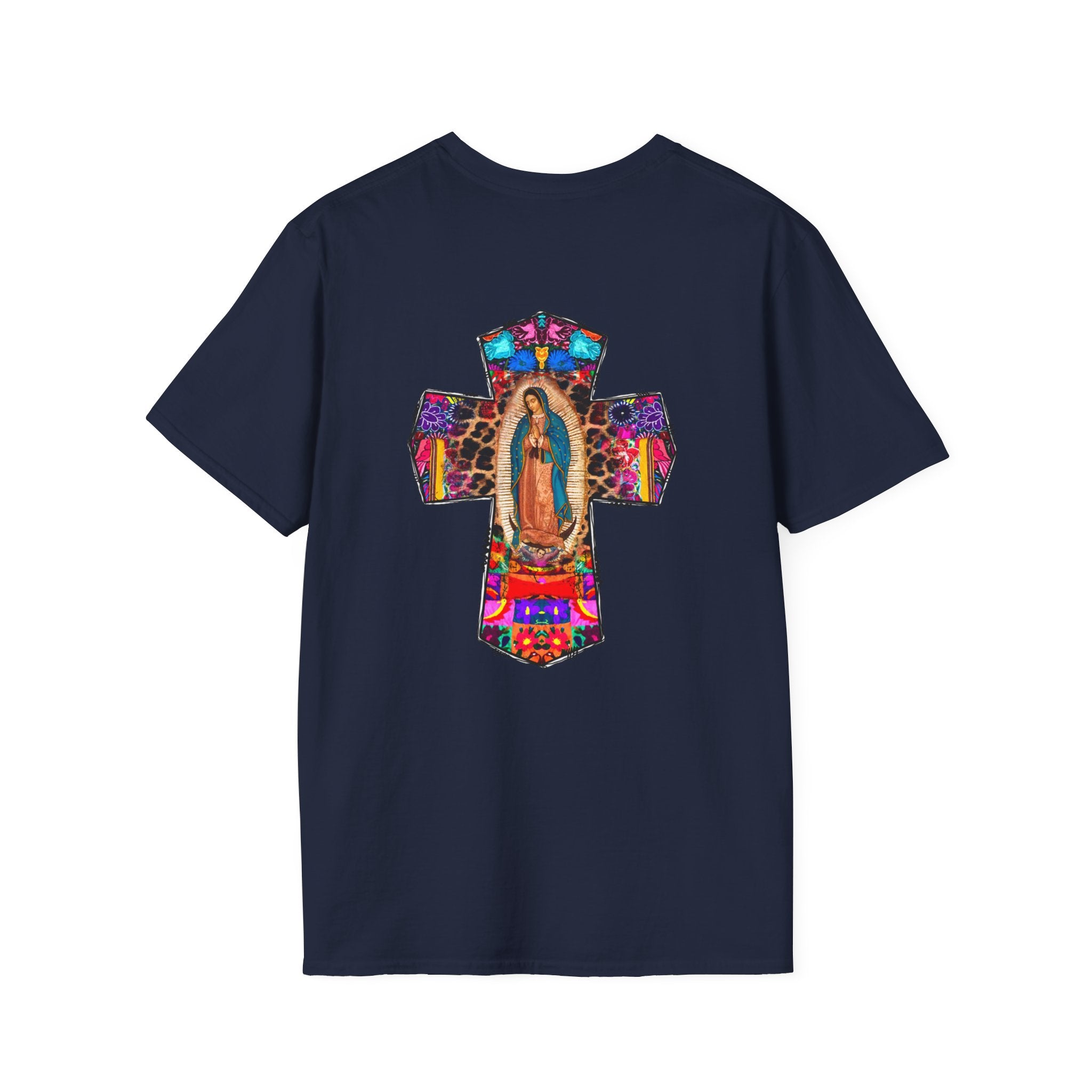 Our Lady of Guadalupe Cross T-Shirt — Colorful Mexican Folk Art Tee