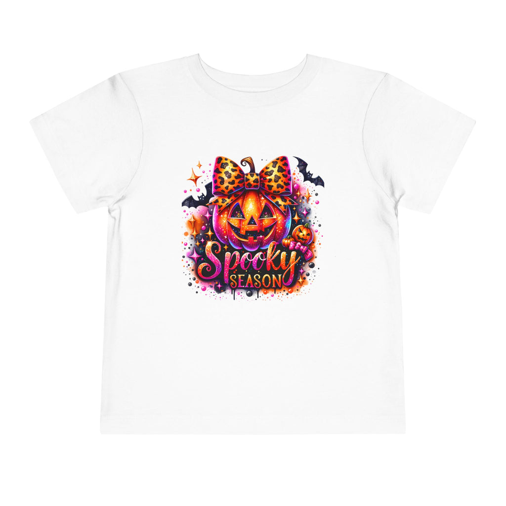 Toddler Tee — "Spooky Season" Pumpkin Bow Halloween Shirt