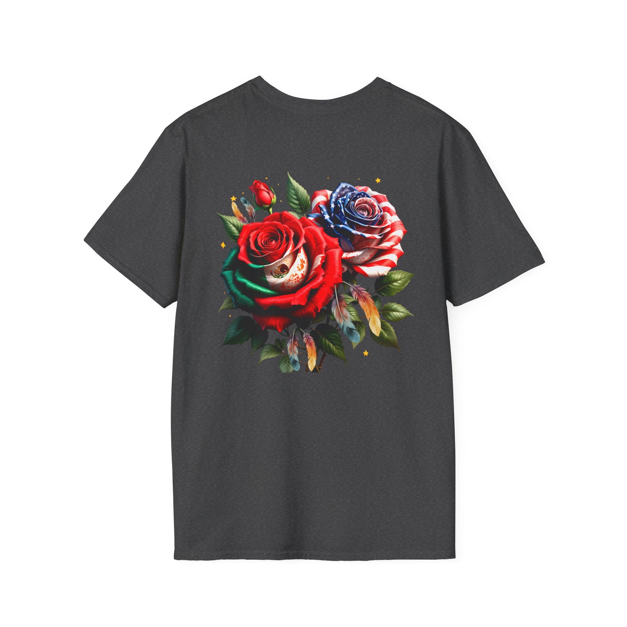 USA Mexico Flag T-Shirt — Small Crossed American & Mexican Flags Tee