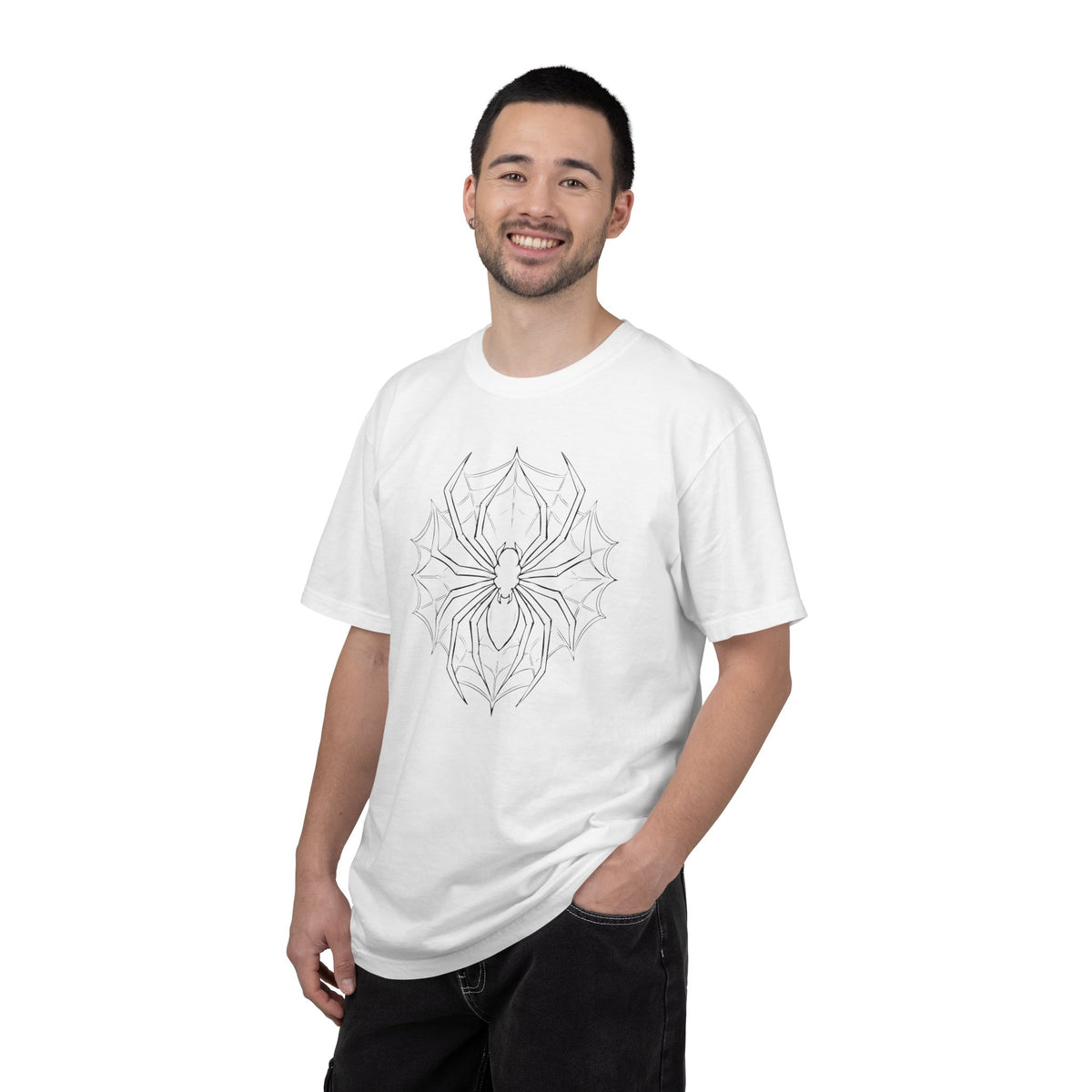 Spider Web Graphic T‑Shirt — Black Line Art Spiderback Tee