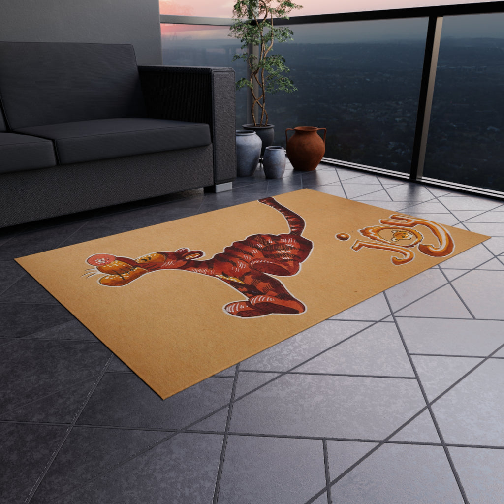 Outdoor Rug — Playful Tiger "Joy" Doormat for Patio & Entry