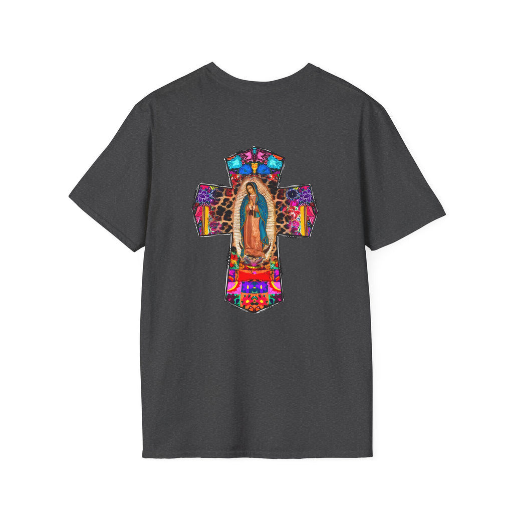 Our Lady of Guadalupe Cross T-Shirt — Colorful Mexican Folk Art Tee